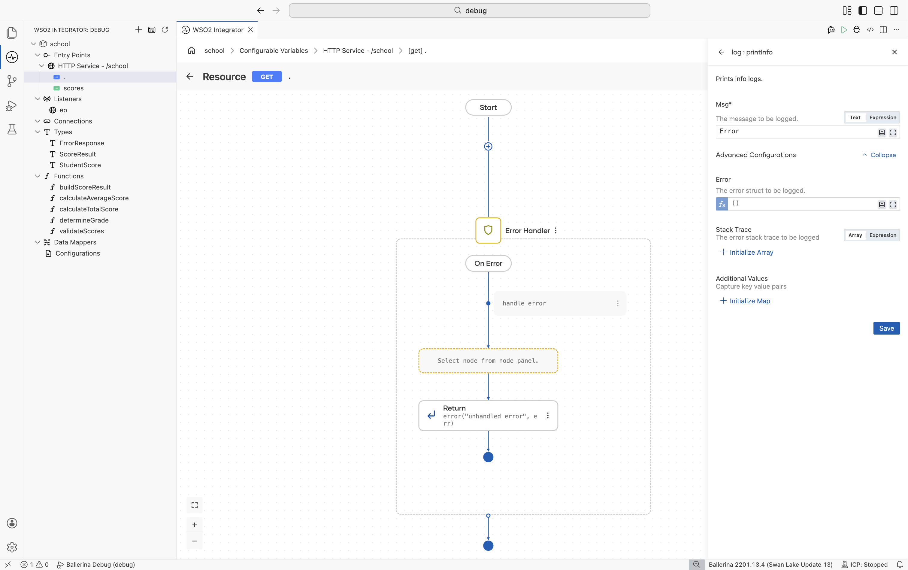 Log Info form with Msg field