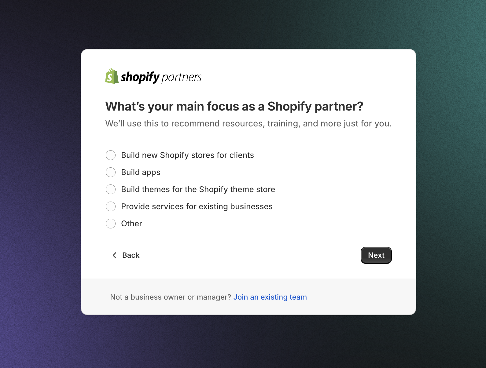 Main focus as Shopify partner