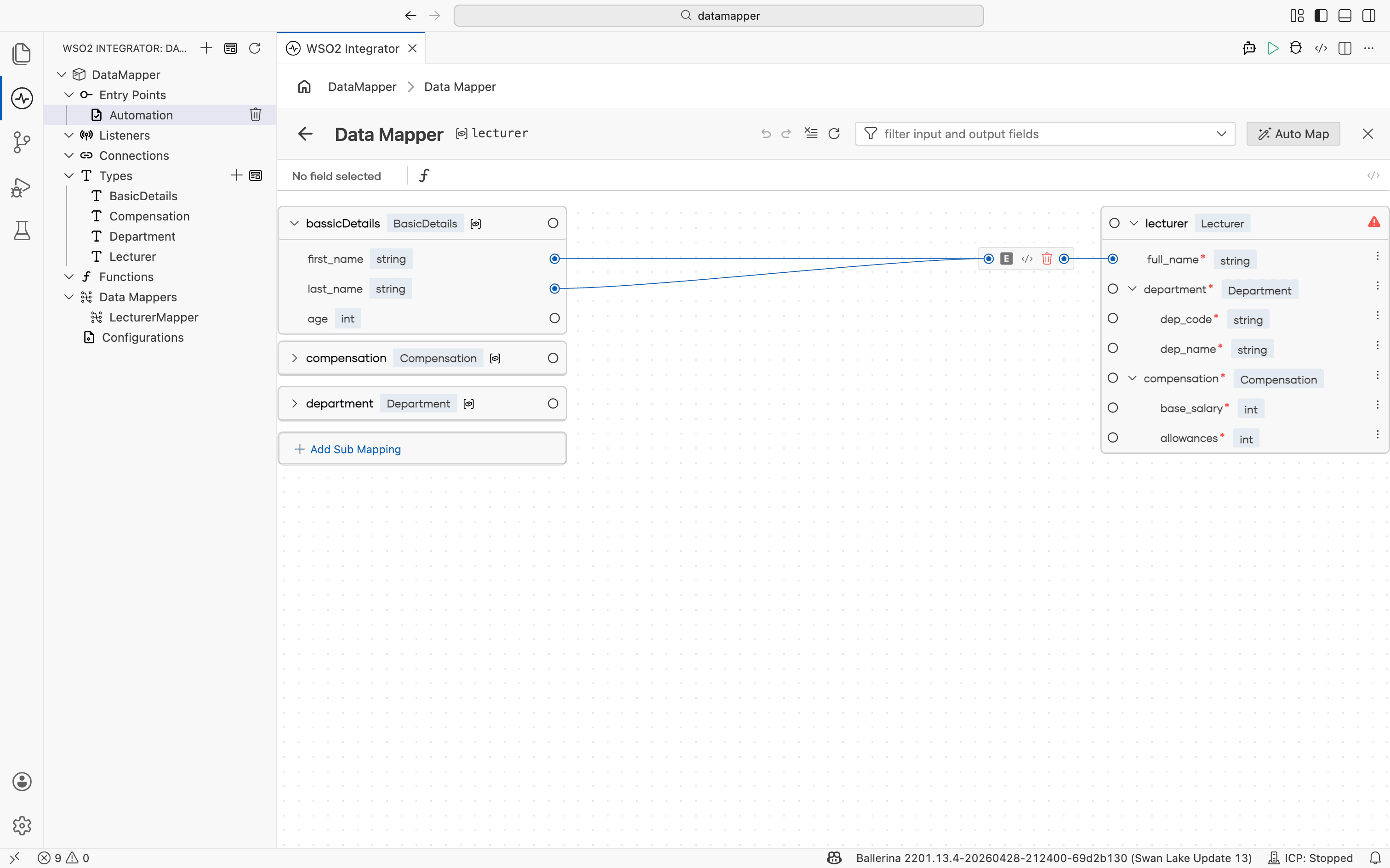 Multiple input fields connected to a single output field