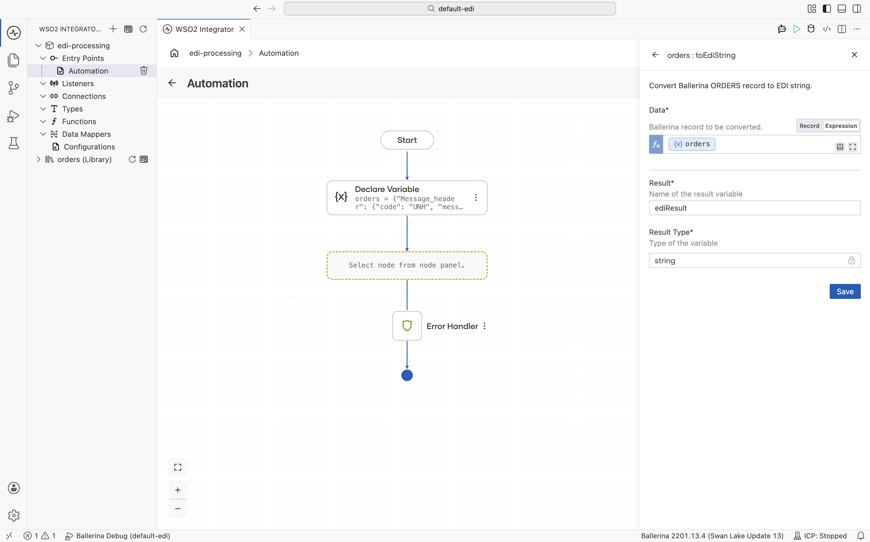 Configure toEdiString inputs