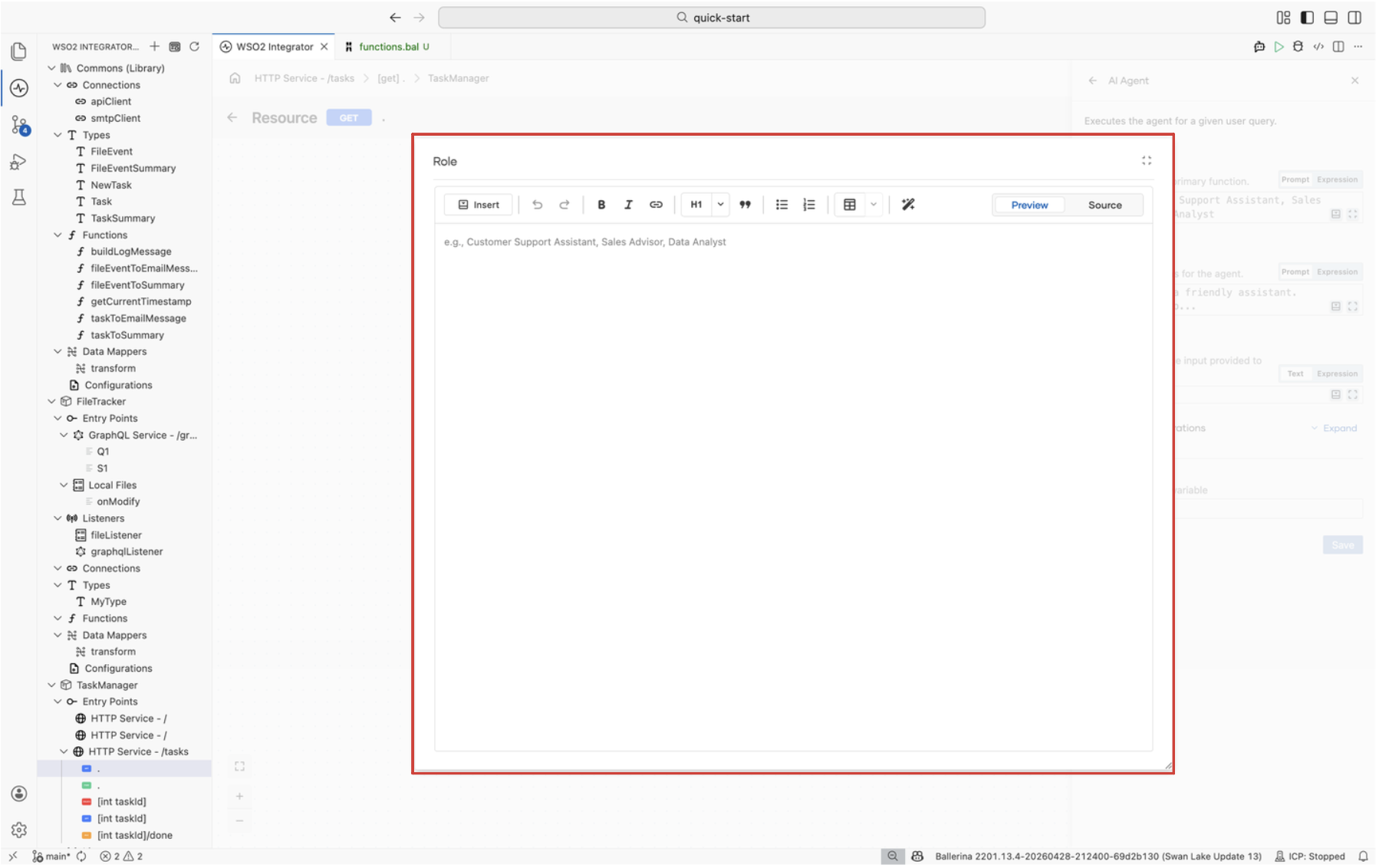 Prompt variation with Markdown toolbar