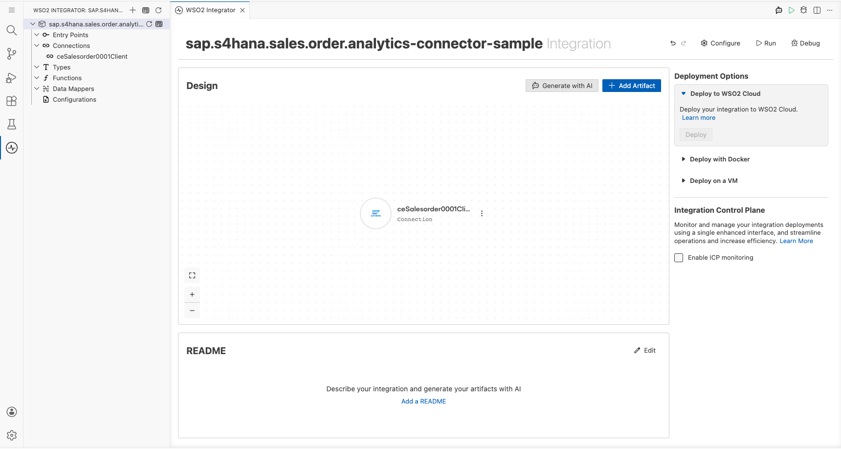 sap.s4hana.ce_salesorder_0001 Connections panel showing ceSalesorder0001Client entry after saving