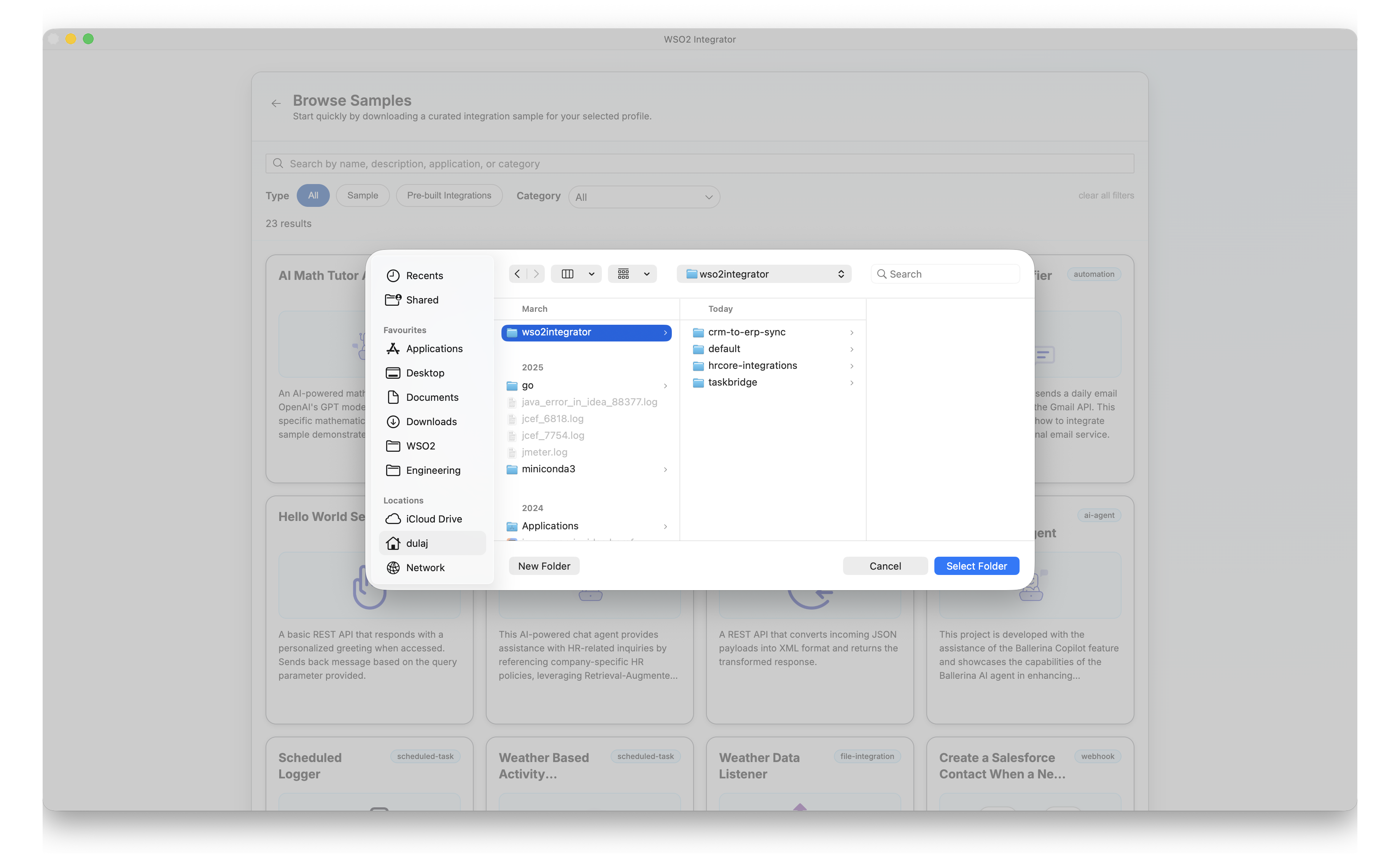 Select folder dialog