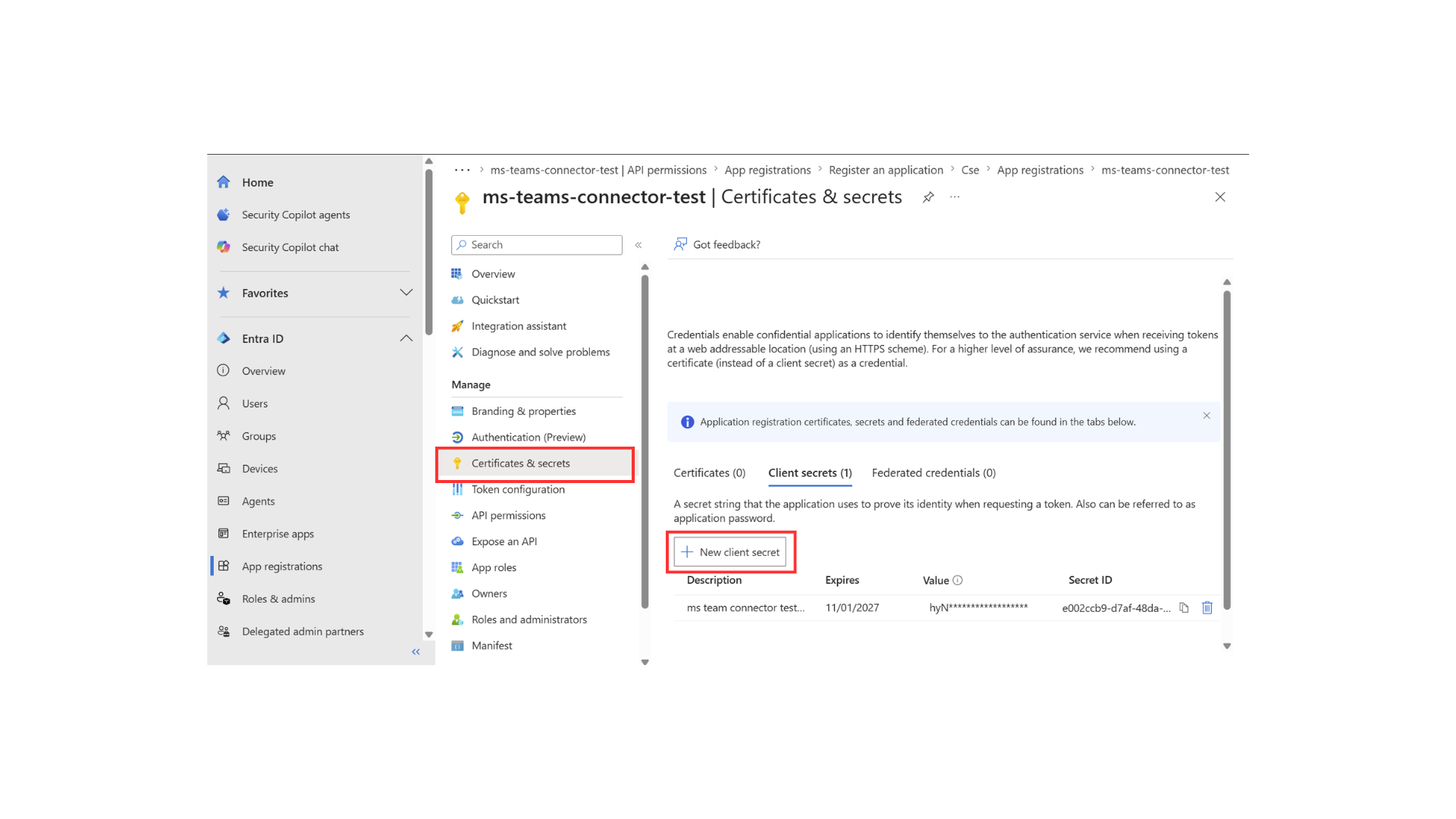 Certificates & secrets