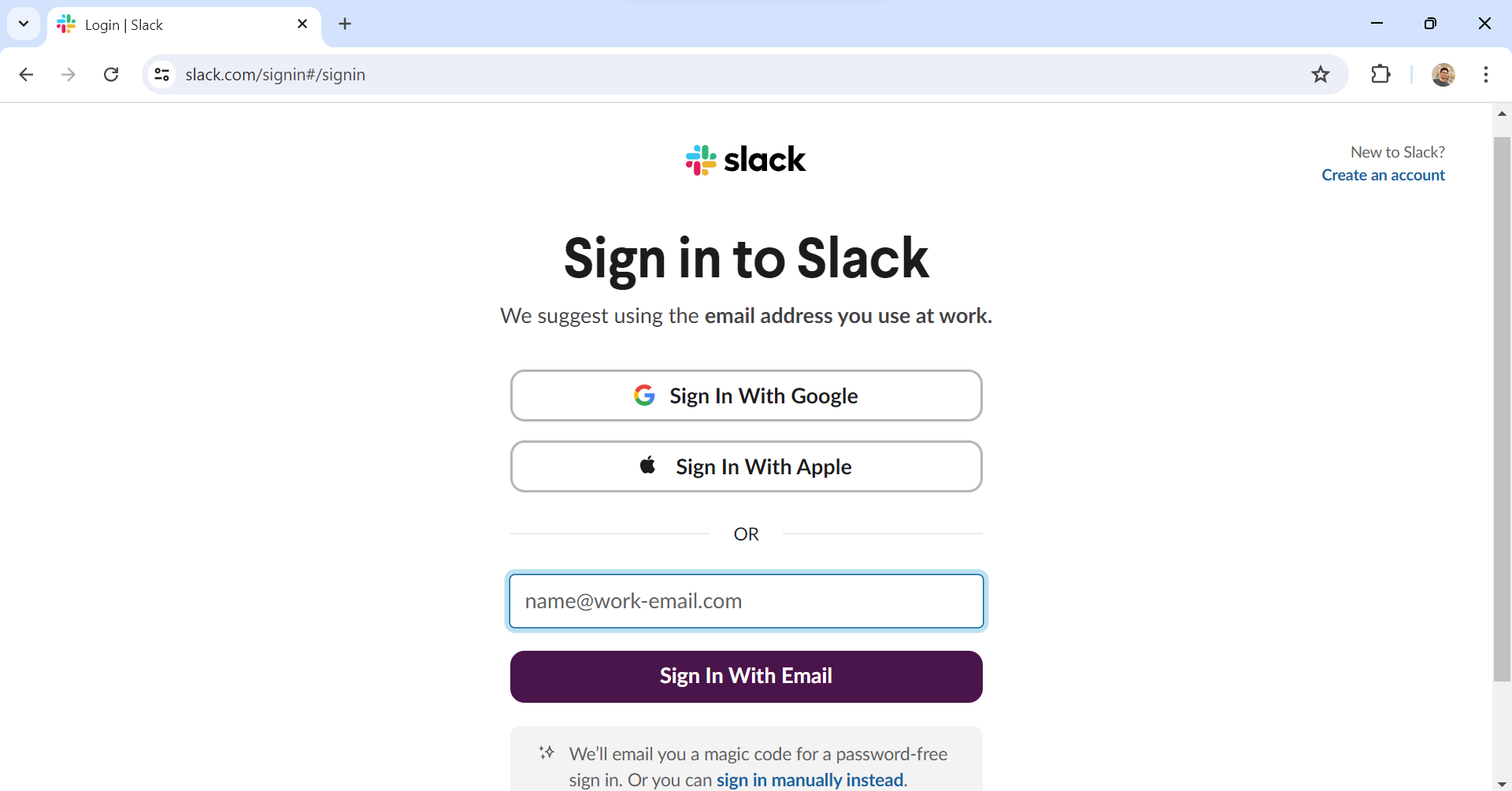 Sign-in page