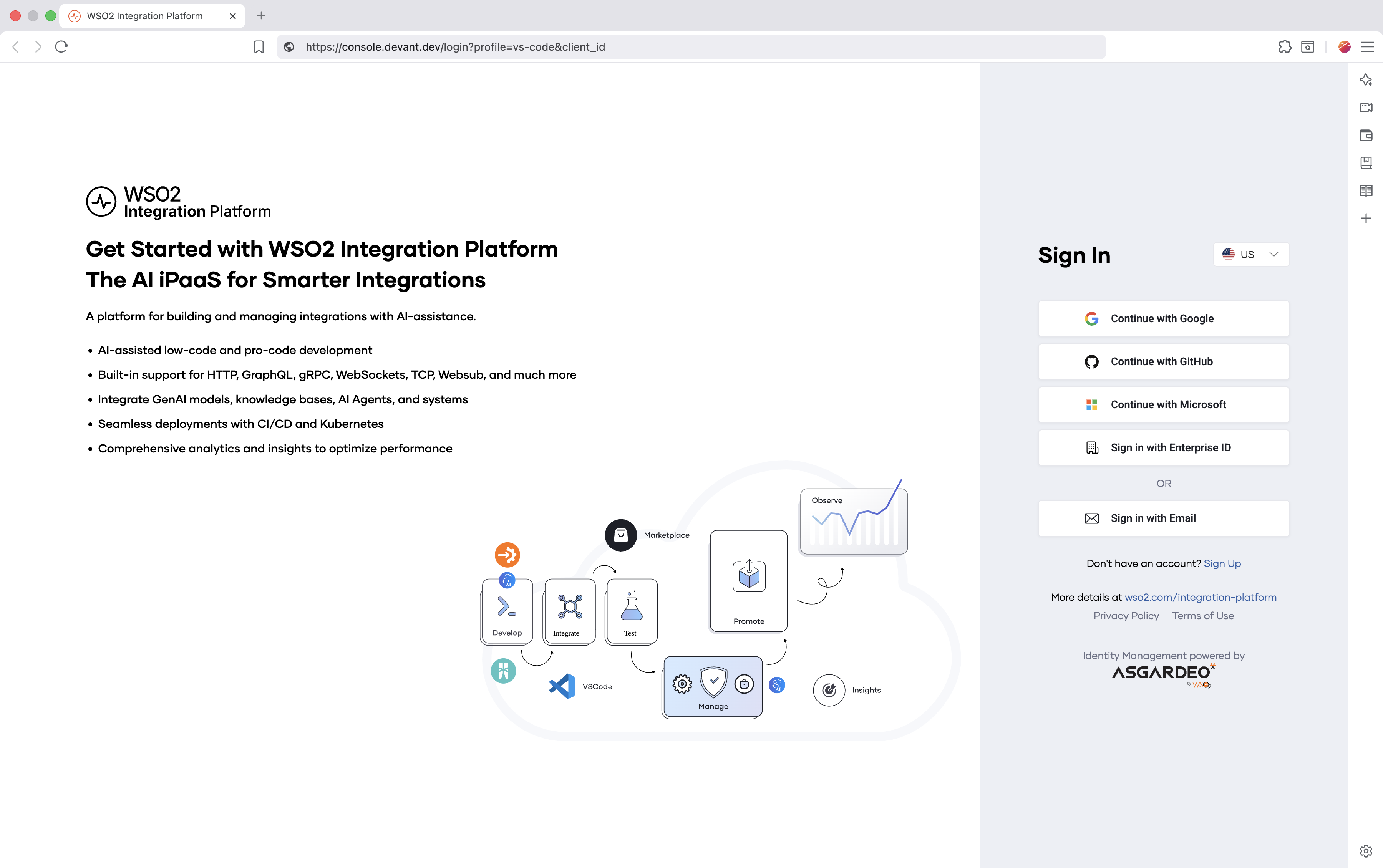 WSO2 Integration Platform sign-in page