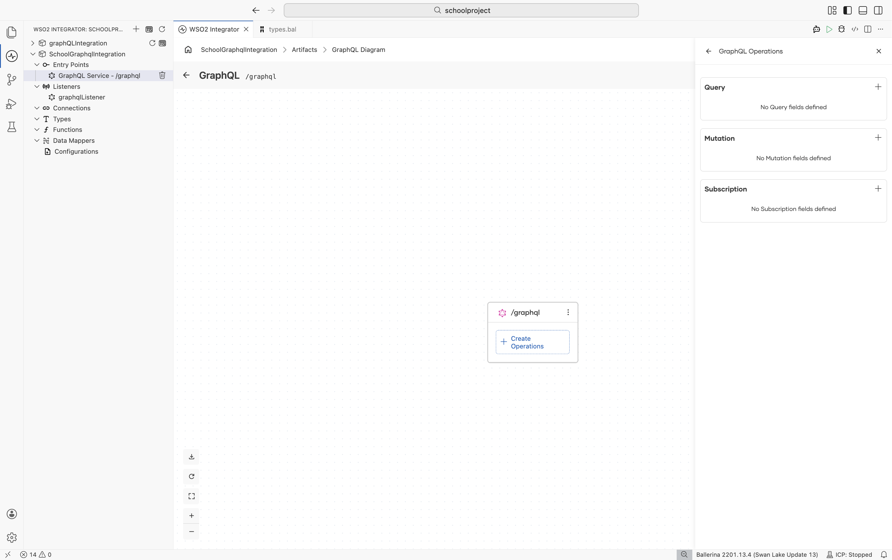 GraphQL operations panel