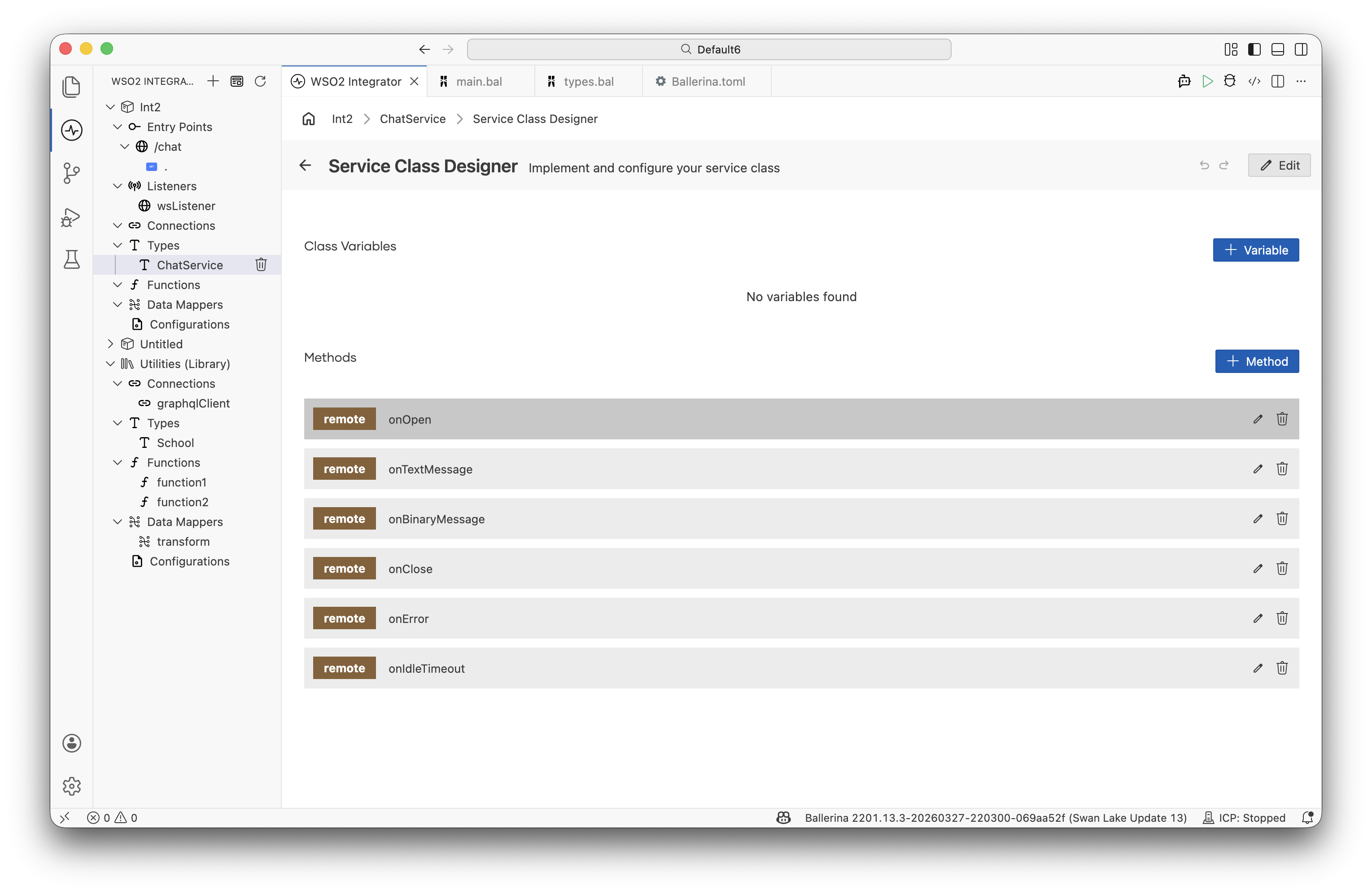 Flow designer for the GET upgrade resource showing the Return step with new ChatService()