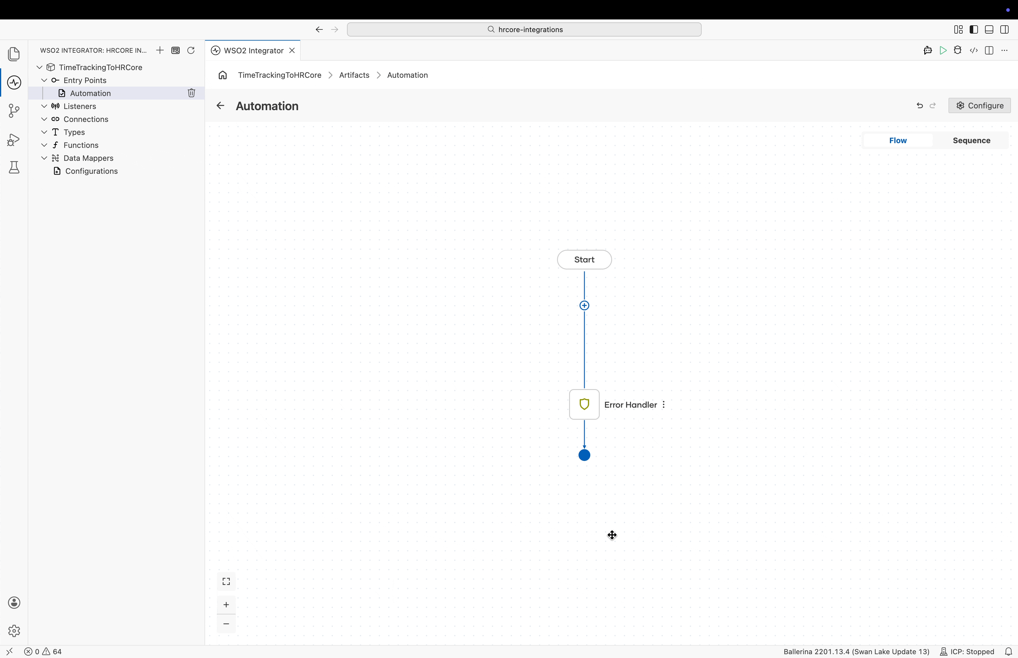 Add a connection from the node palette in the Flow Diagram editor