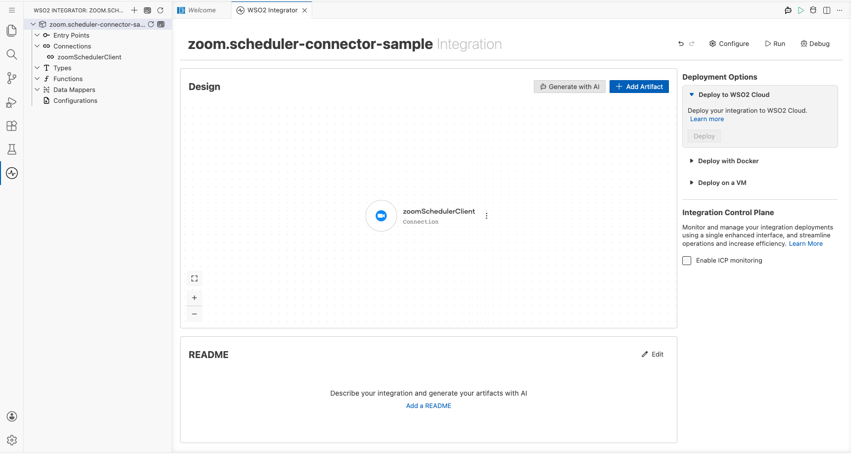 Zoom Scheduler Connections panel showing zoomSchedulerClient entry after saving