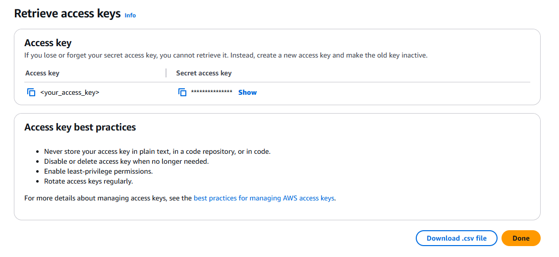 Retrieve access key