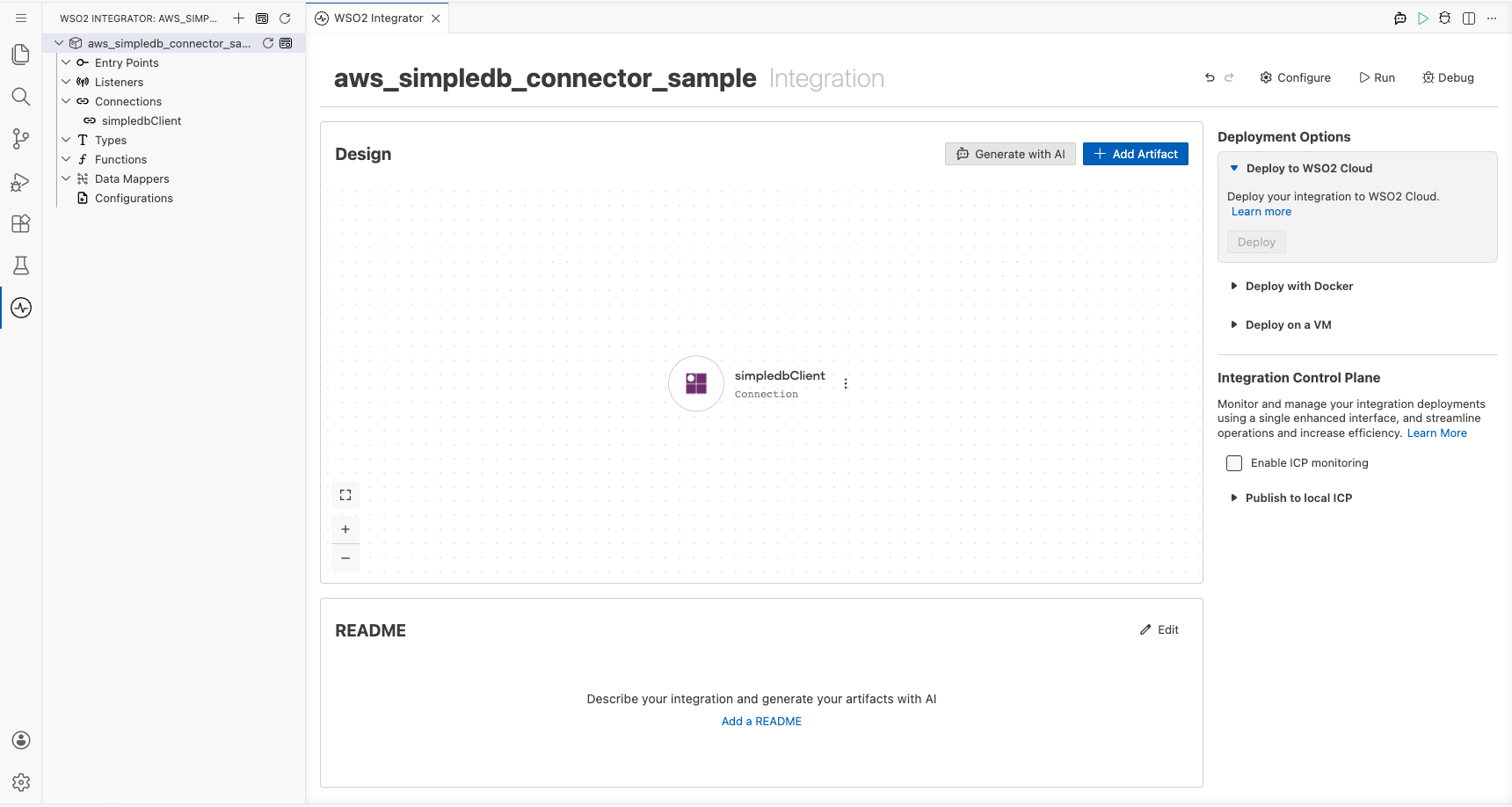 AWS SimpleDB connection visible after saving