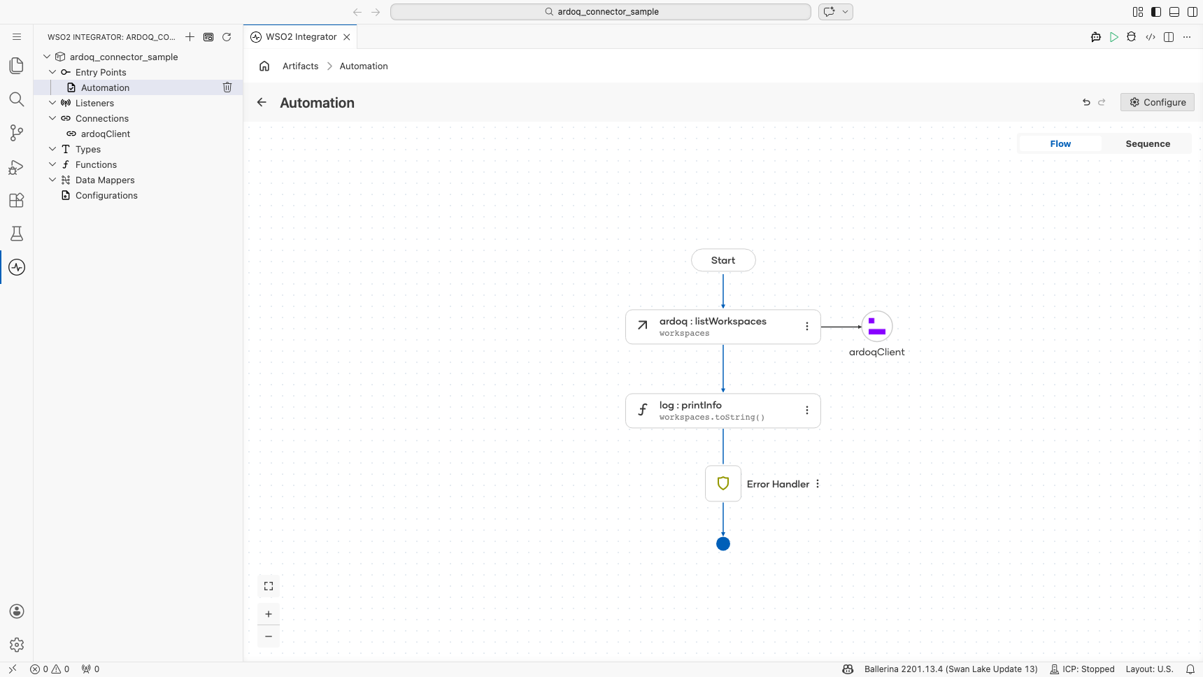 Completed Ardoq flow with the configured operation