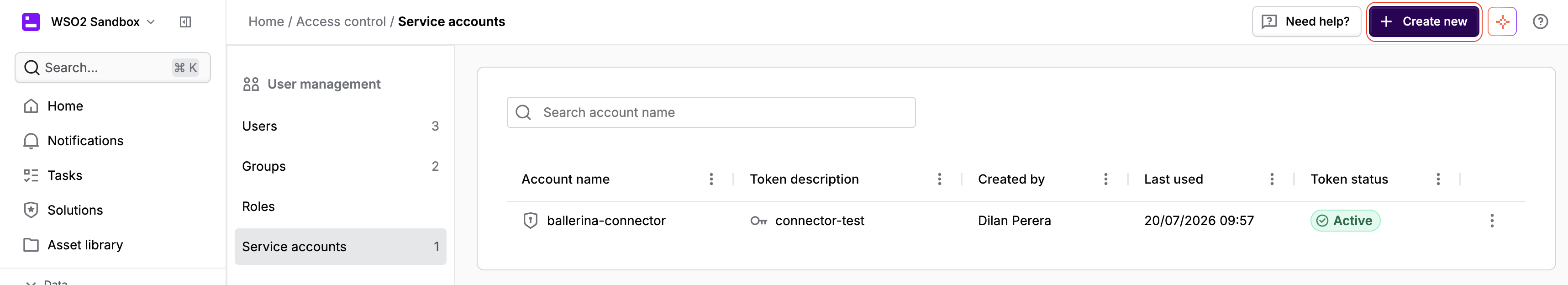 Service accounts