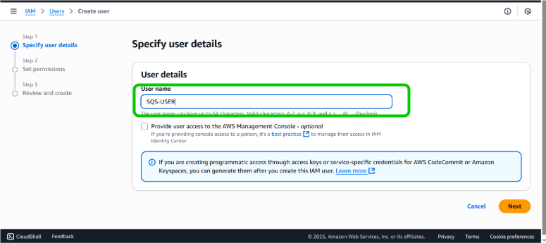 Specify user details