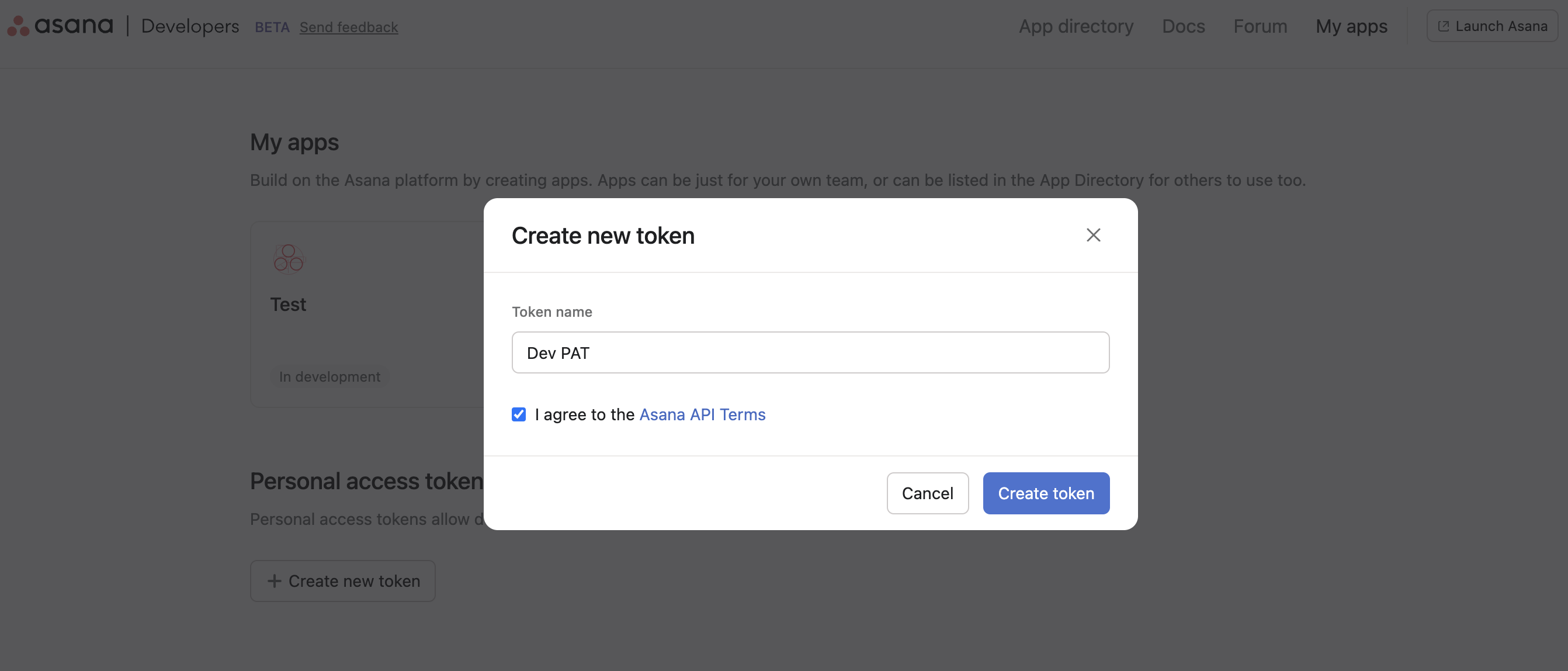 Create token