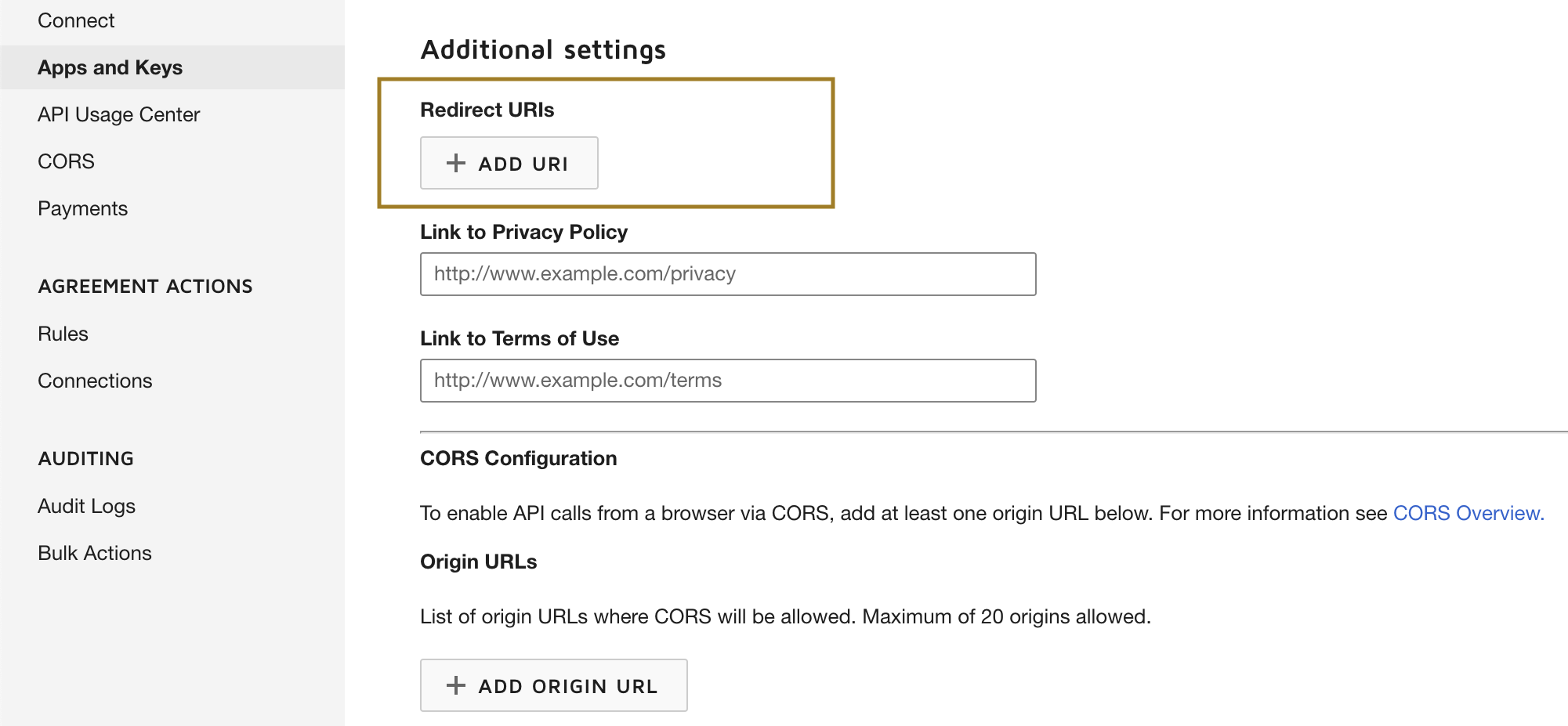 Add redirect URI