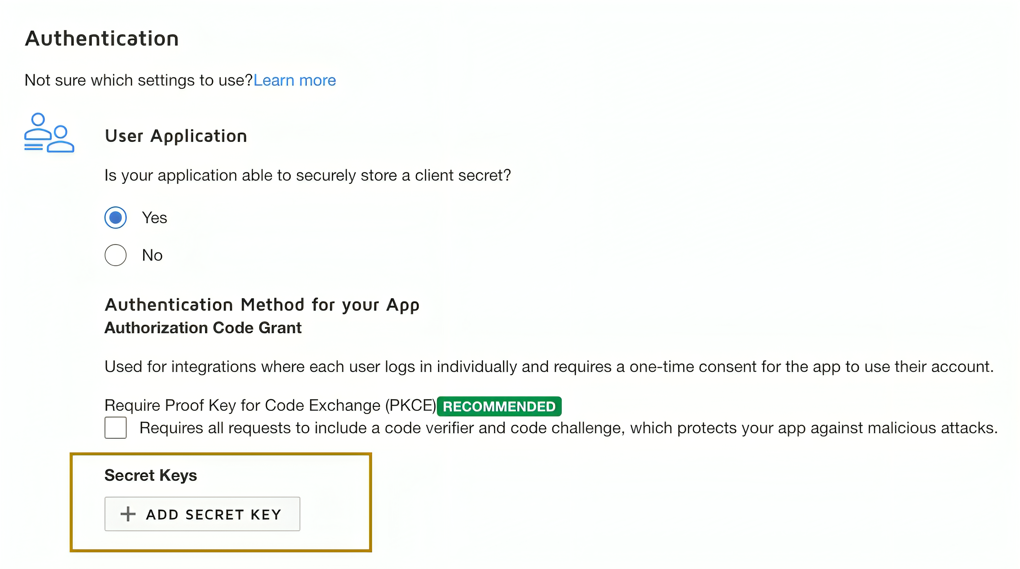 Add secret key