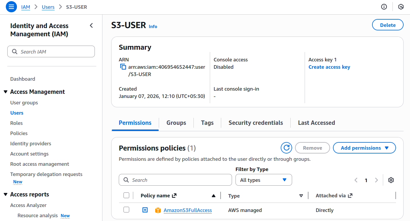 Create access key