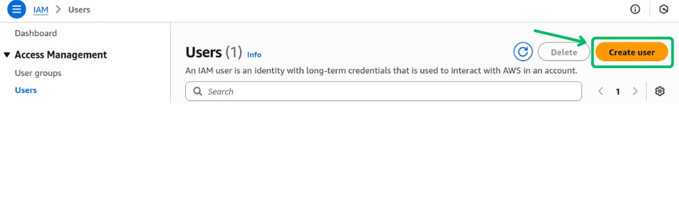 Users page - Create user