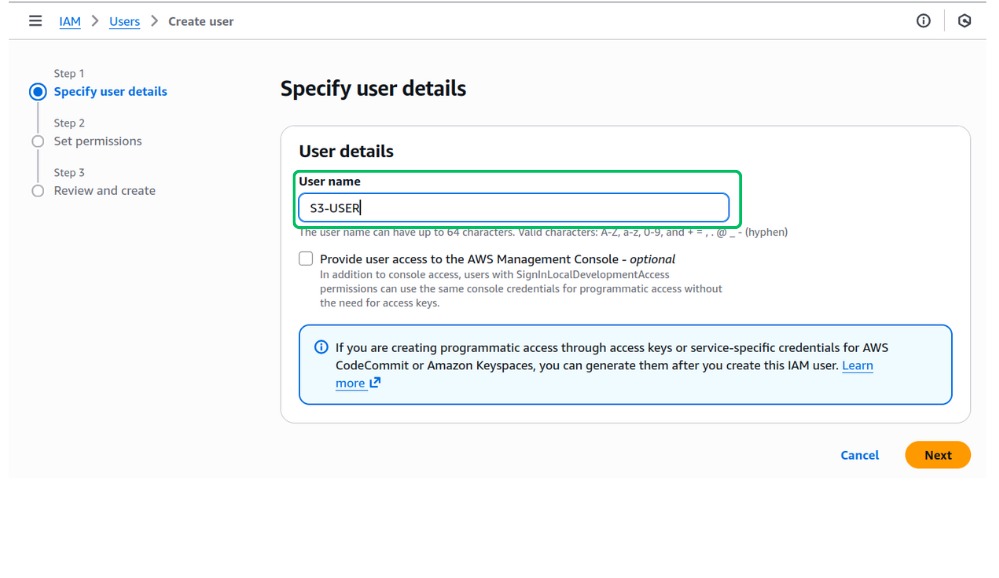 Specify user details