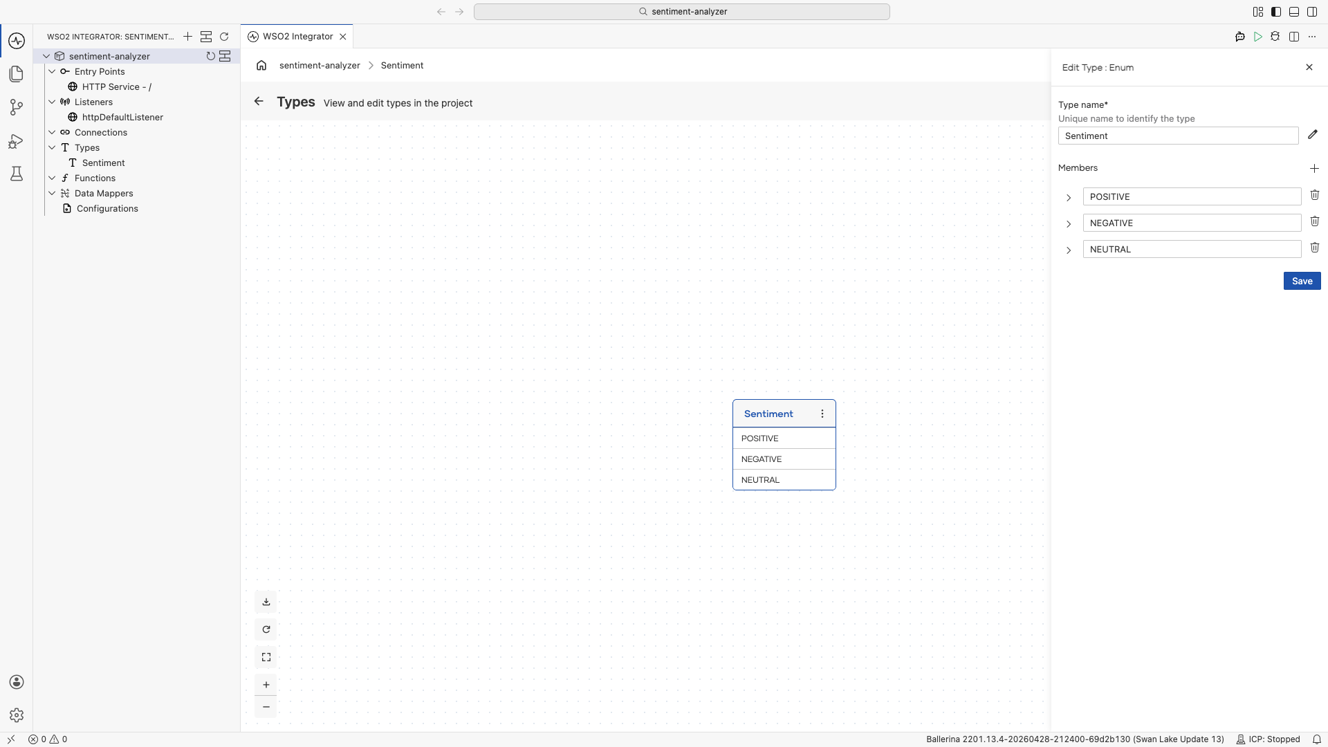 Sentiment enum with POSITIVE, NEGATIVE, and NEUTRAL members
