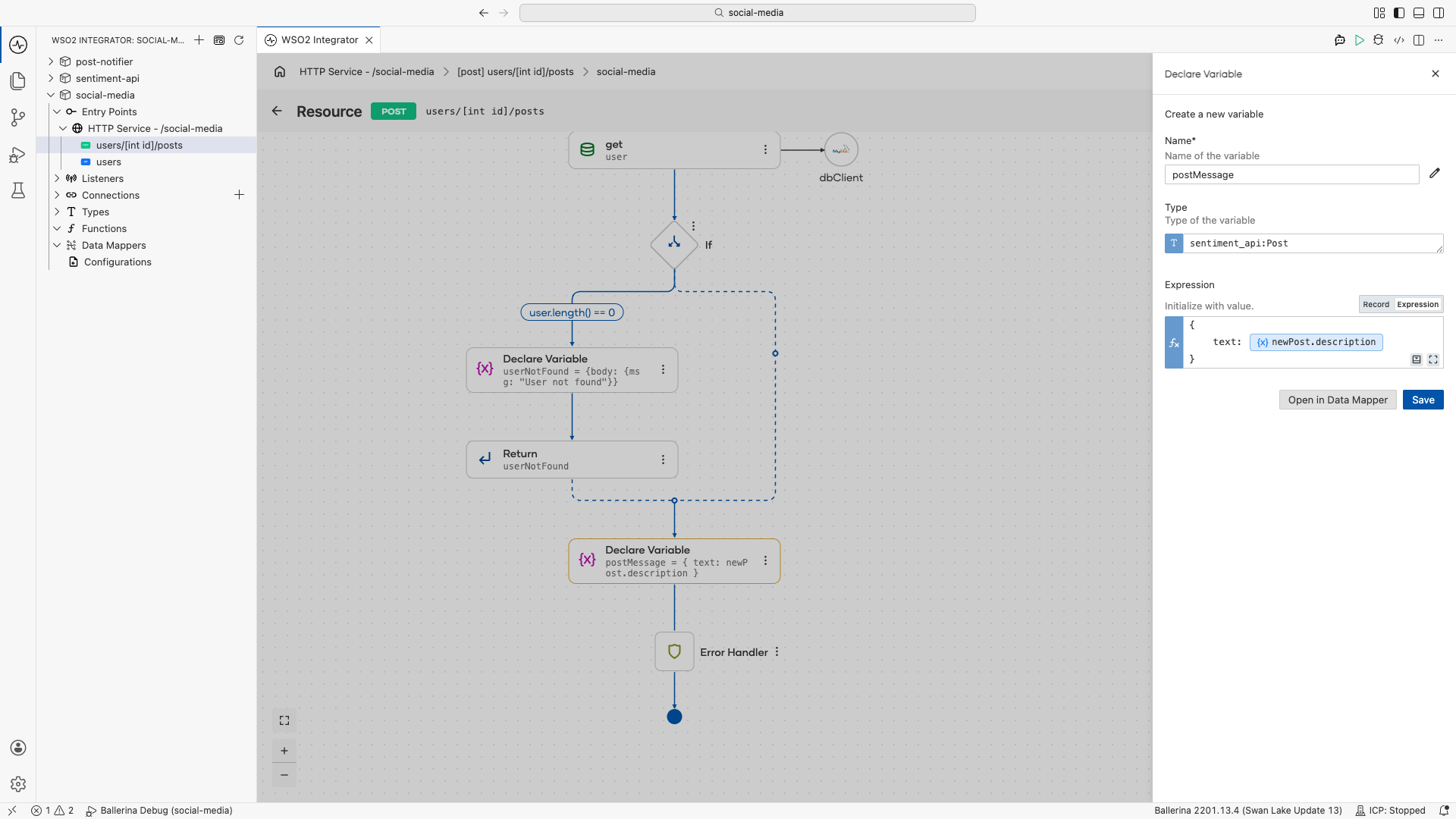 Preparing the request payload for the Sentiment API