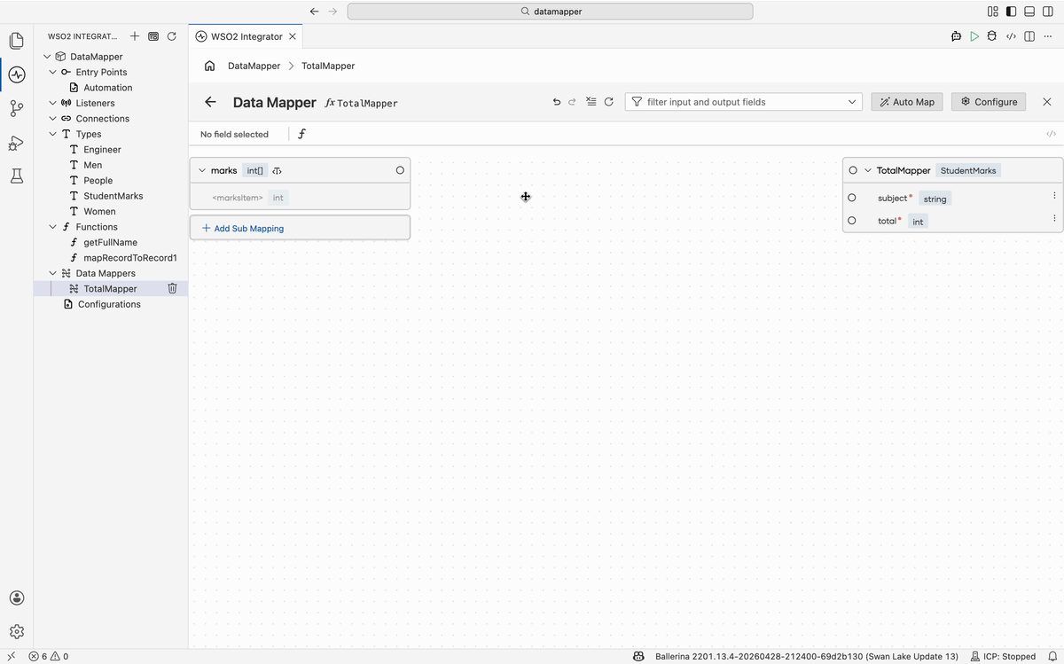 Aggregate and Map focused view with the available aggregation operations