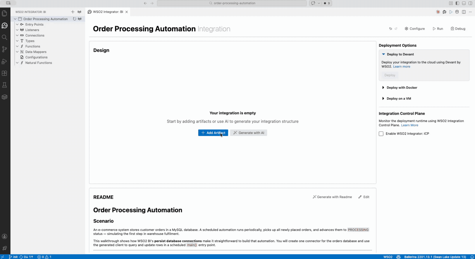 Create the ordersDB connection