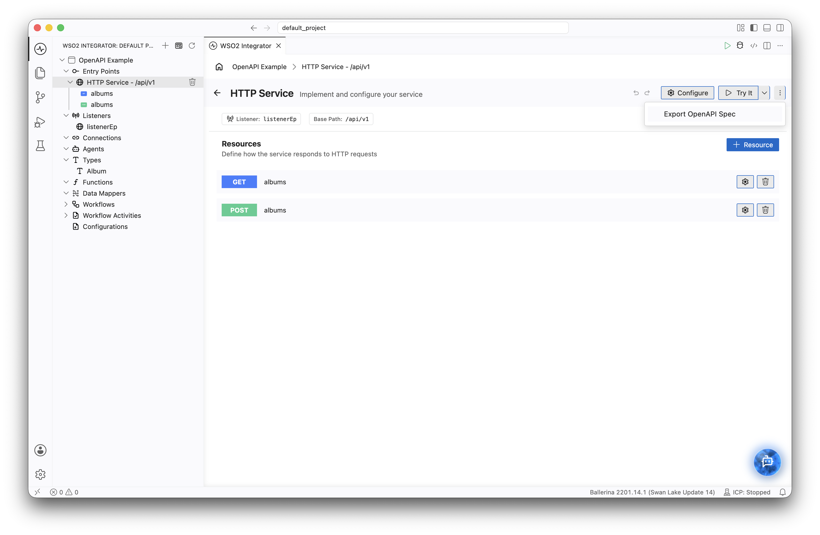 Export OpenAPI from service