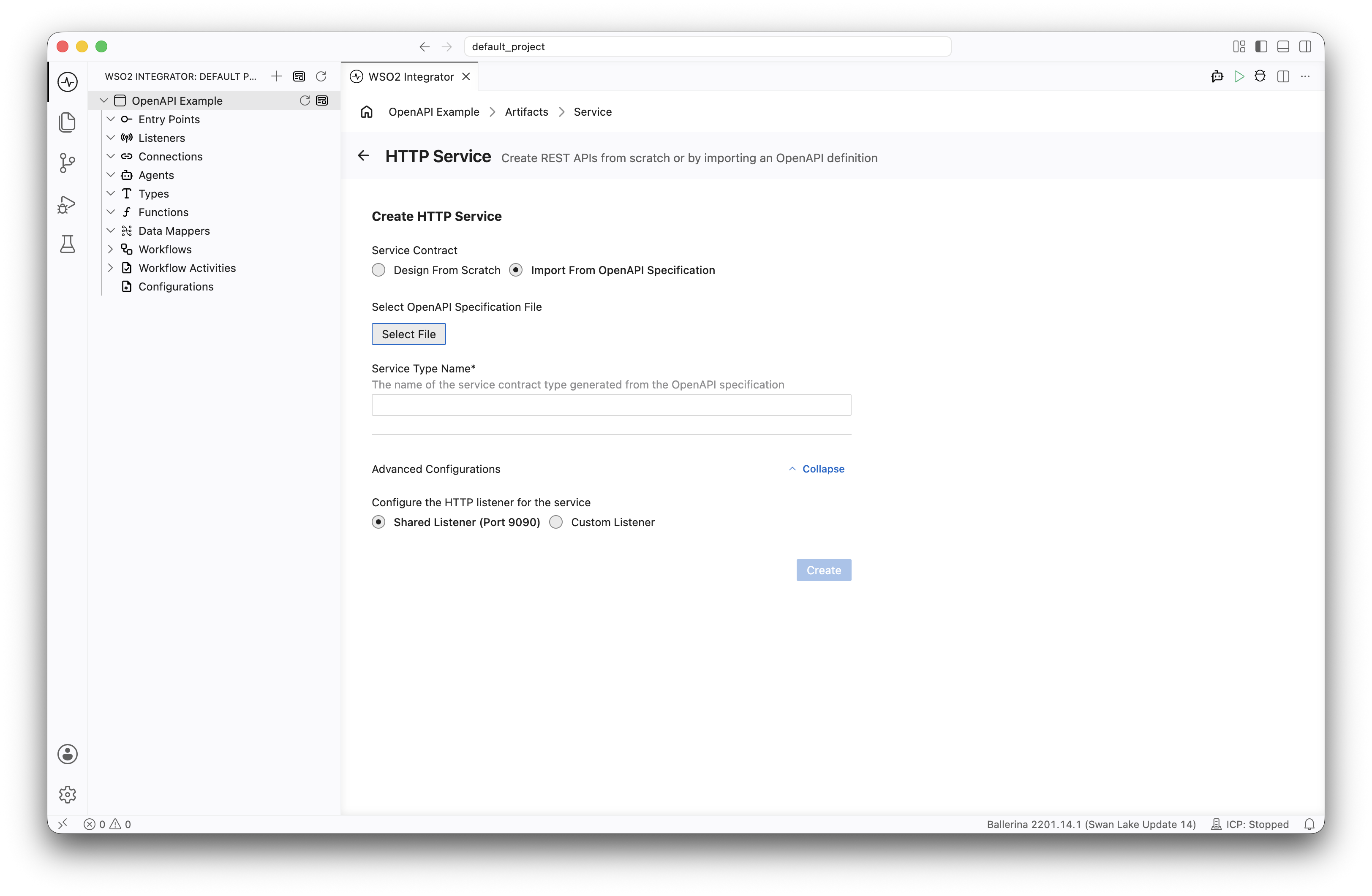 Select Import From OpenAPI Specification