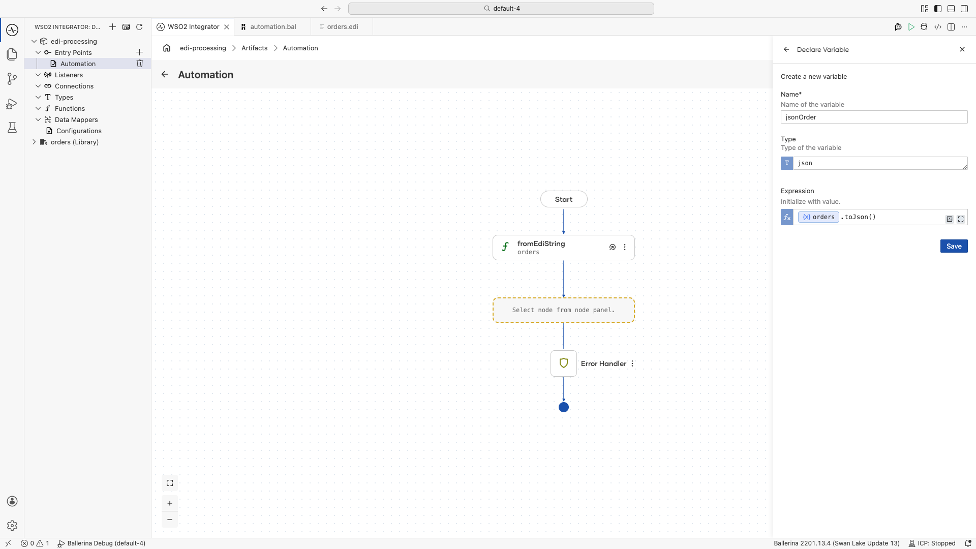 Declare JSON variable