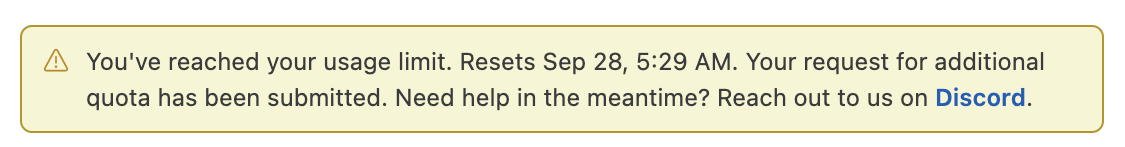 The message confirming that a request has been submitted.