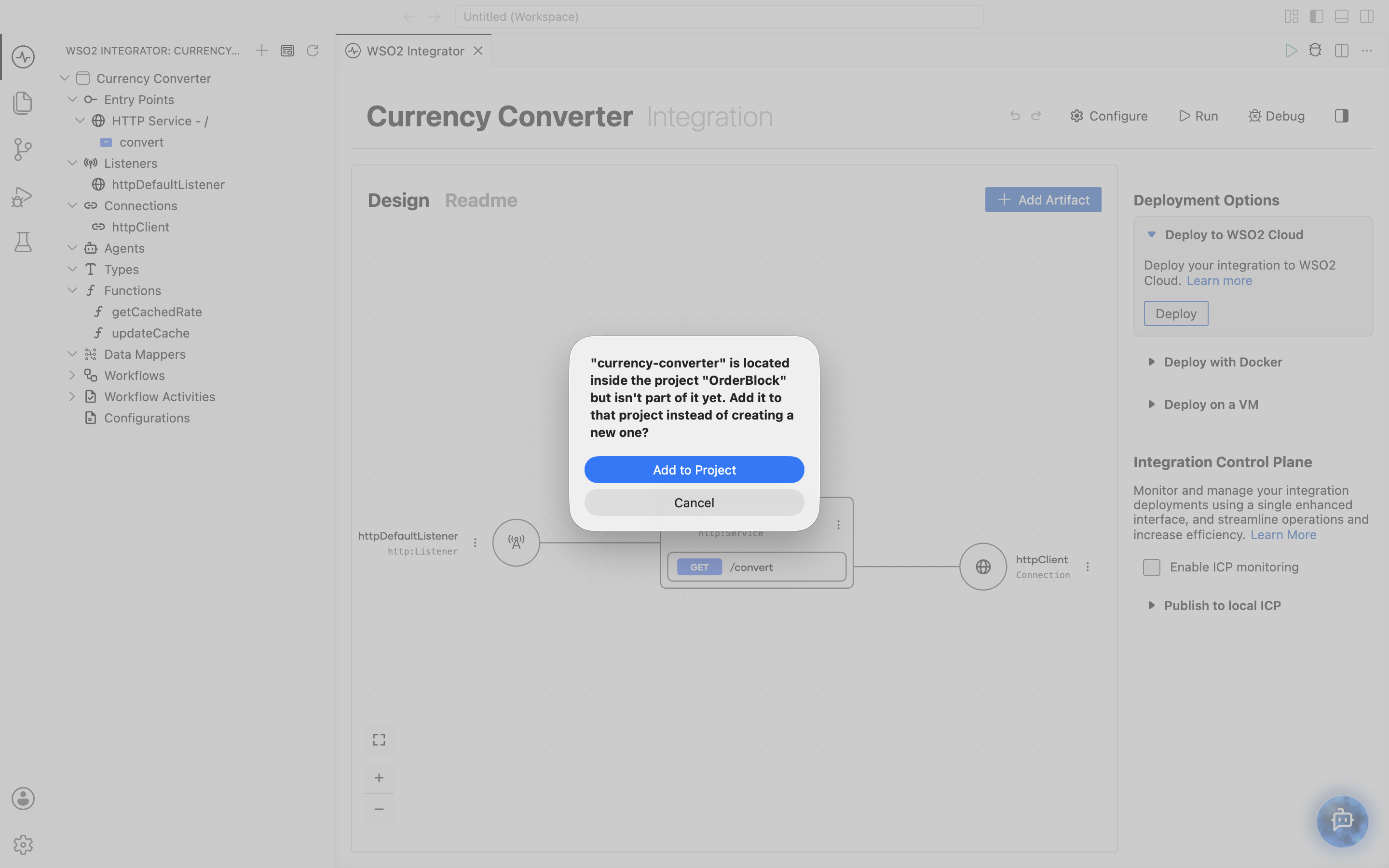 Add to Project dialog