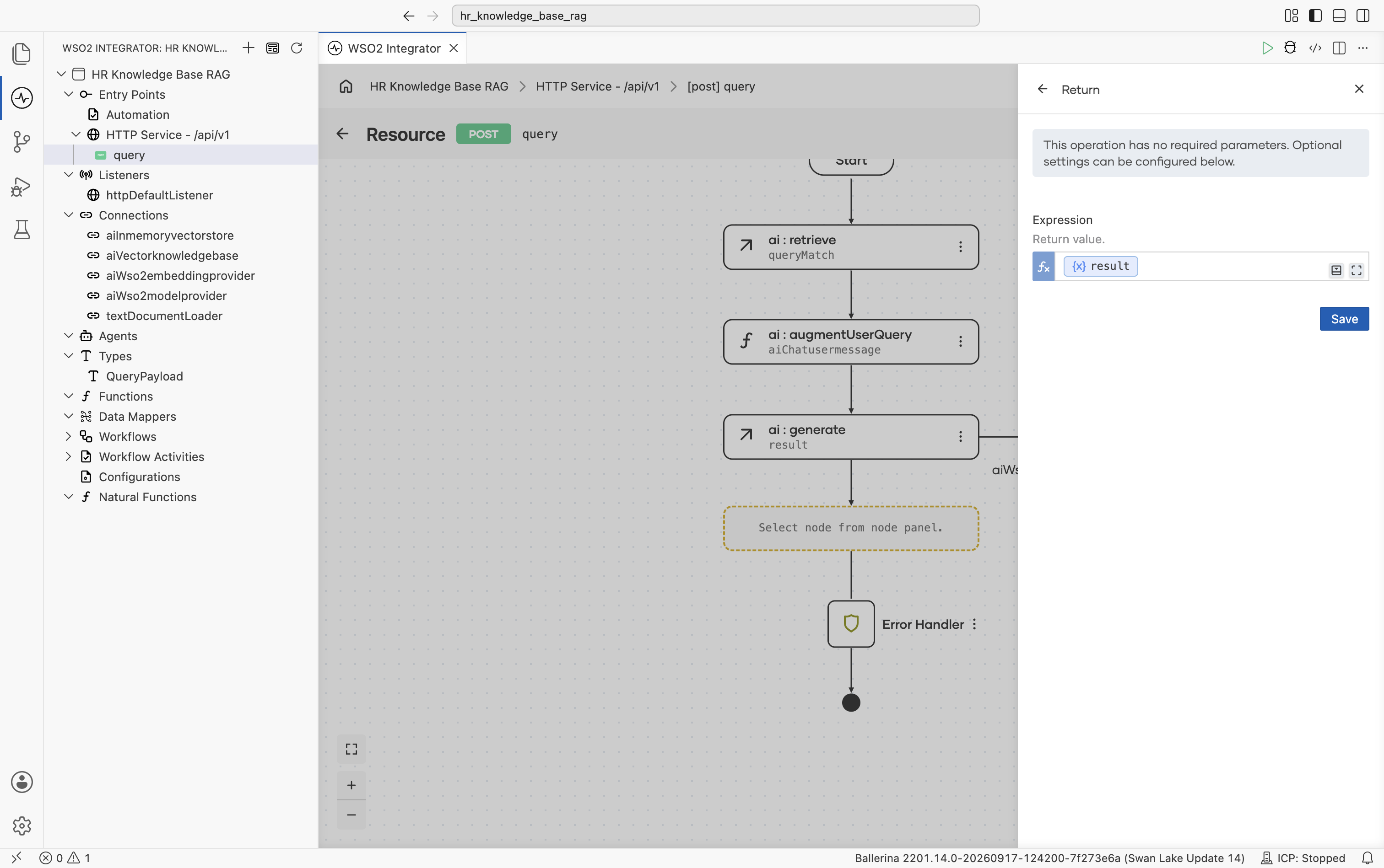 Return Expression set to result
