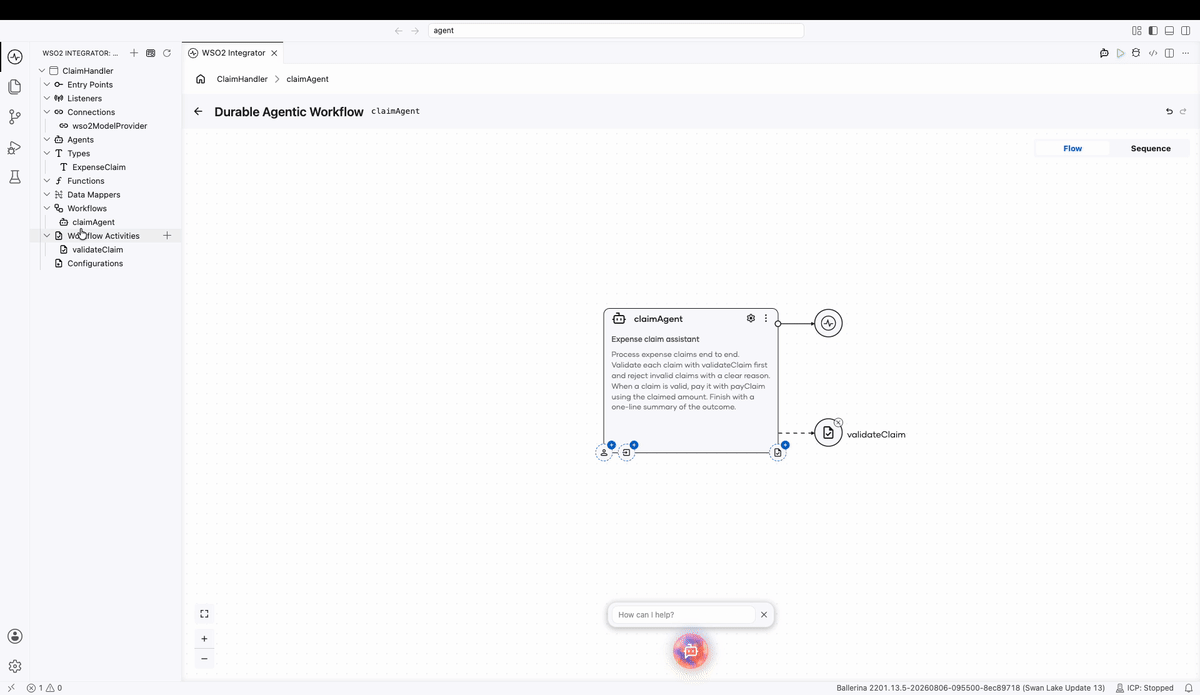 Defining the validateClaim activity body with a Return step