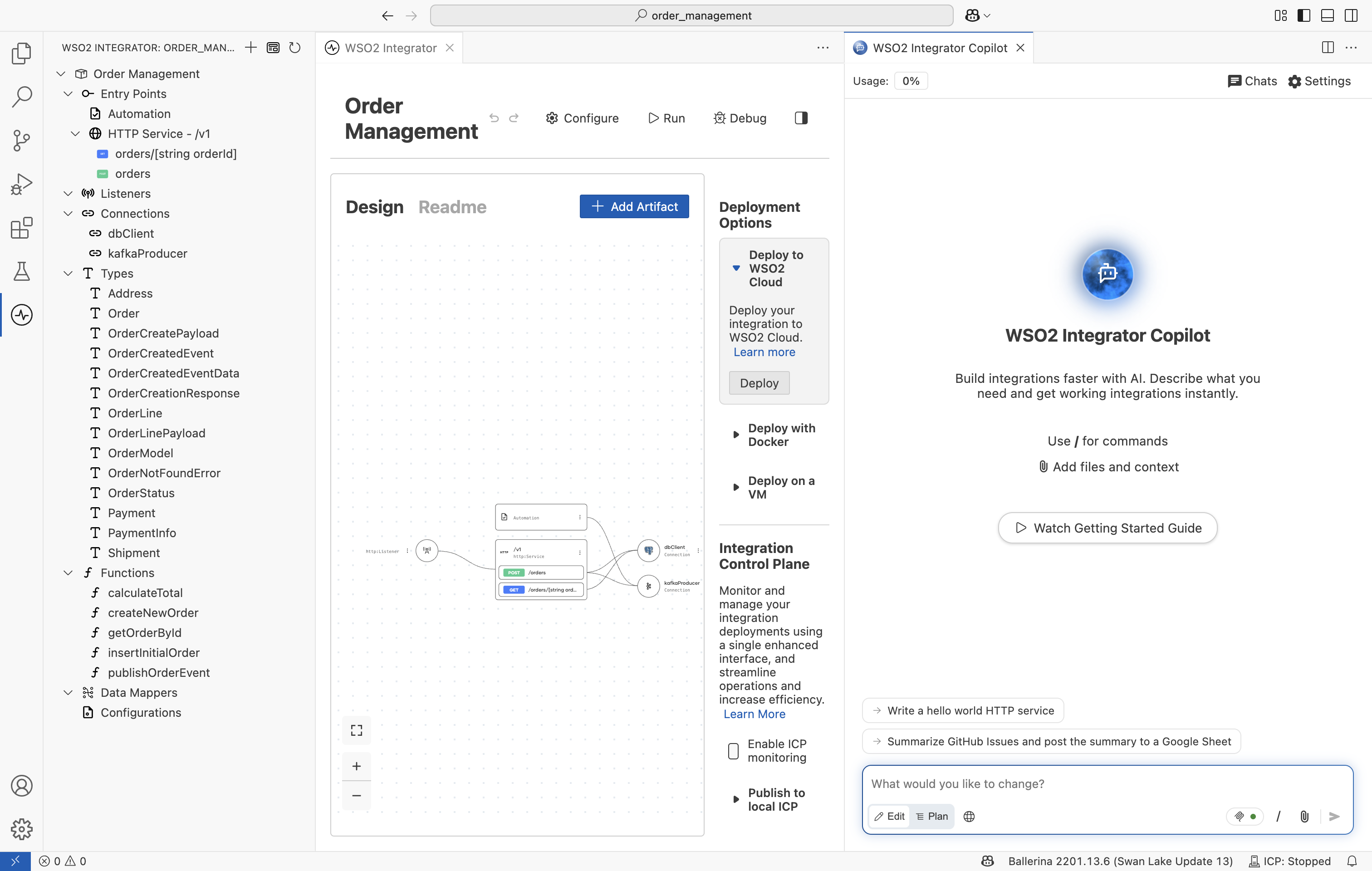 WSO2 Integrator Copilot signed in
