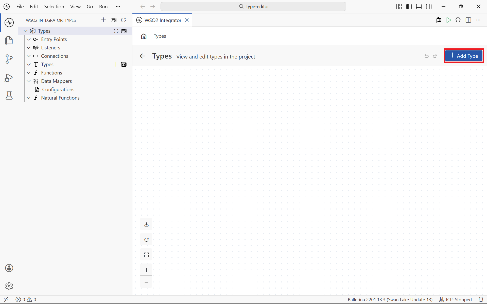 Add a type from the Type Canvas