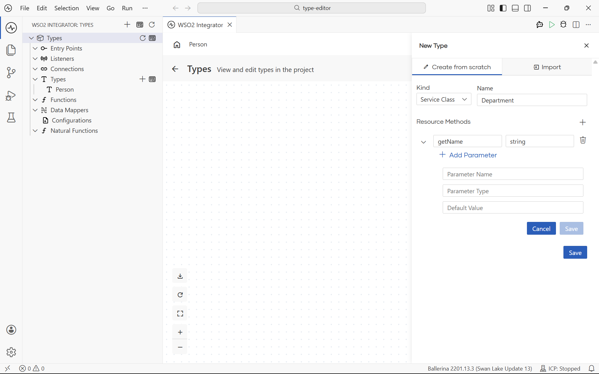 Create a service class type
