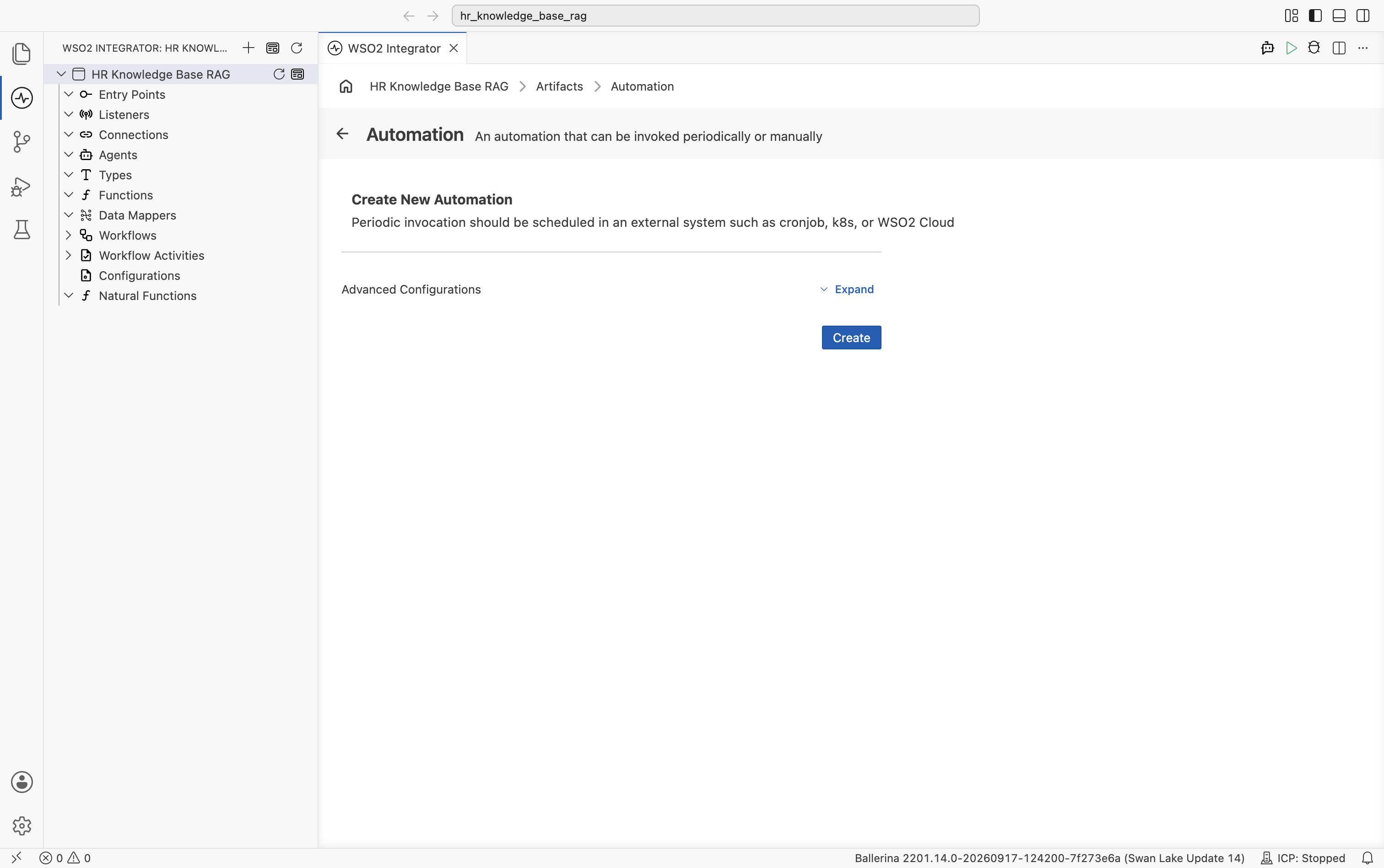 Create New Automation dialog
