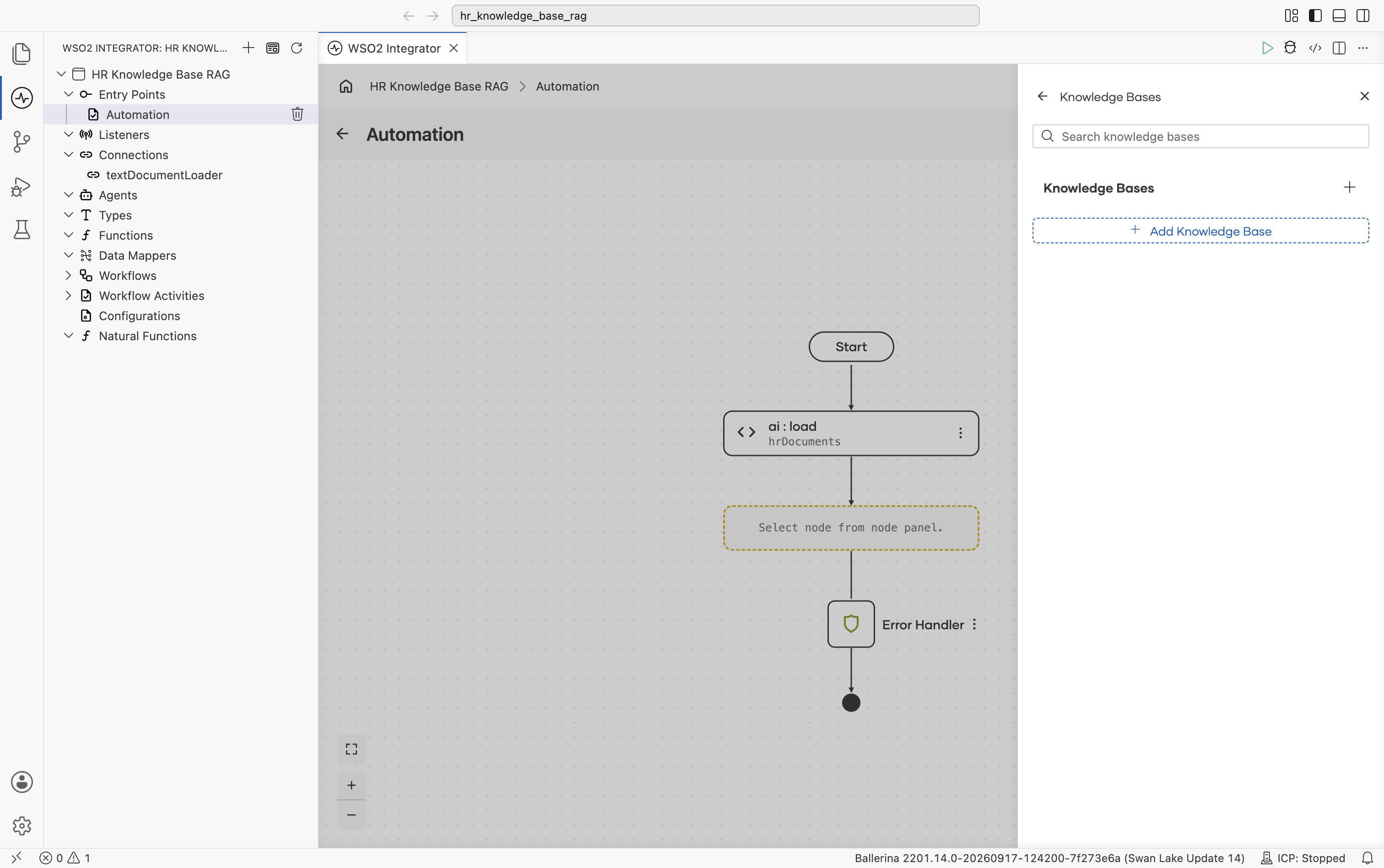 Knowledge Bases panel