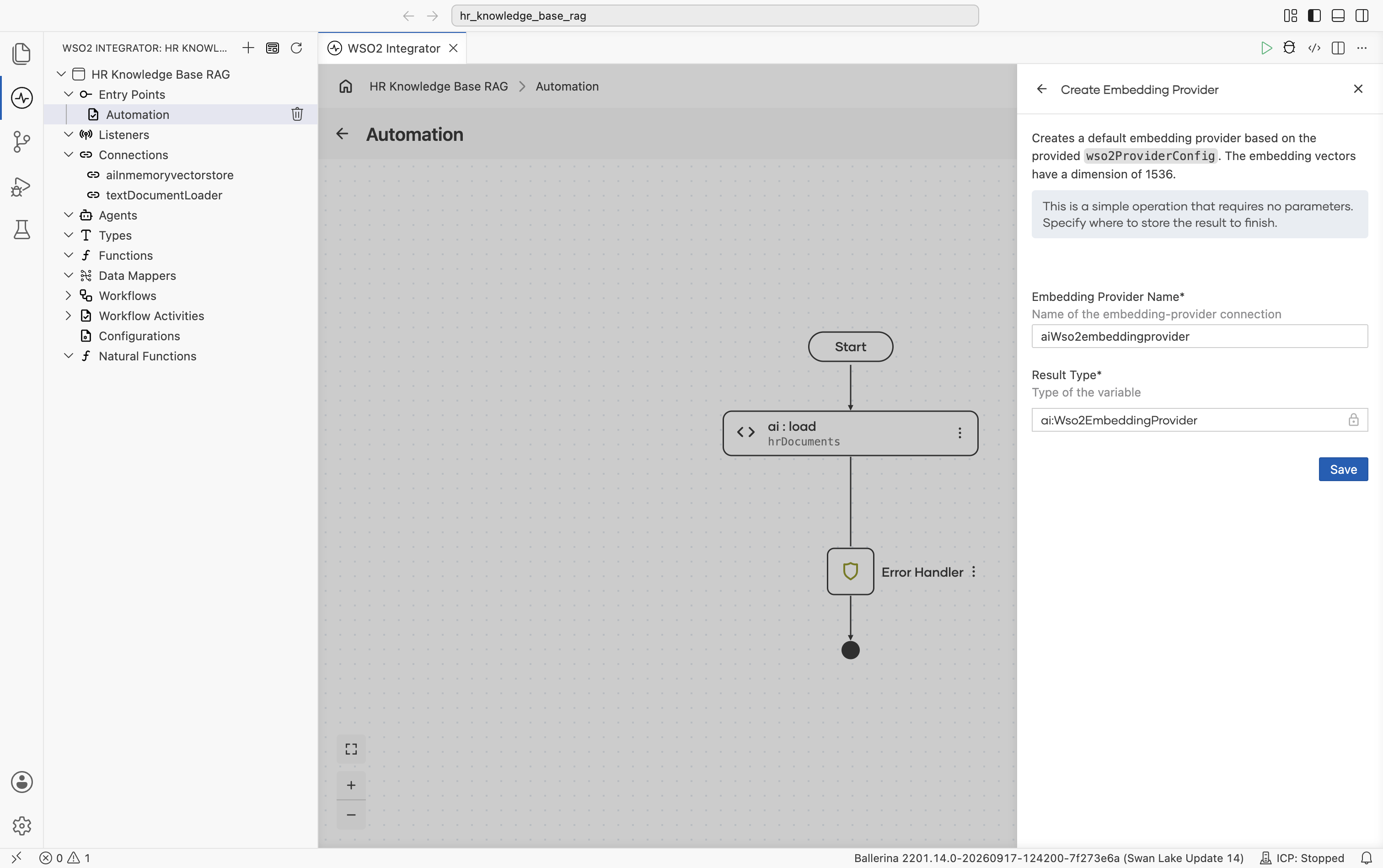 Create Embedding Provider filled