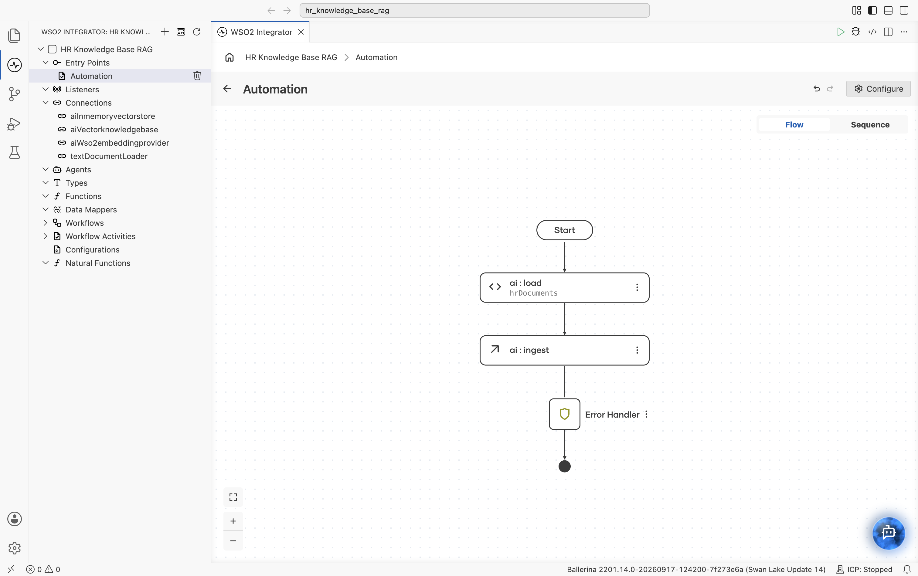 ai:ingest node added to the flow