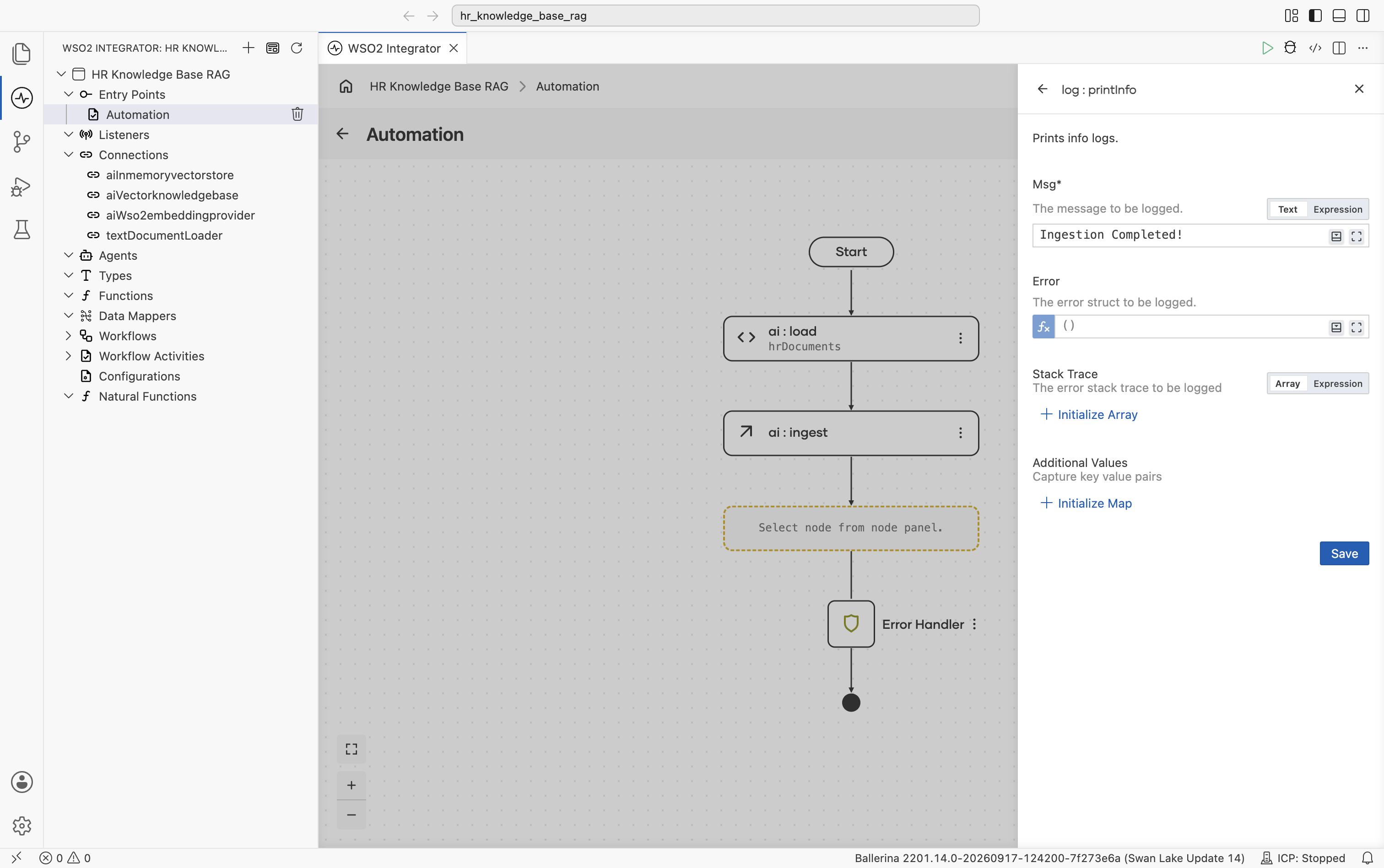 log:printInfo form with message