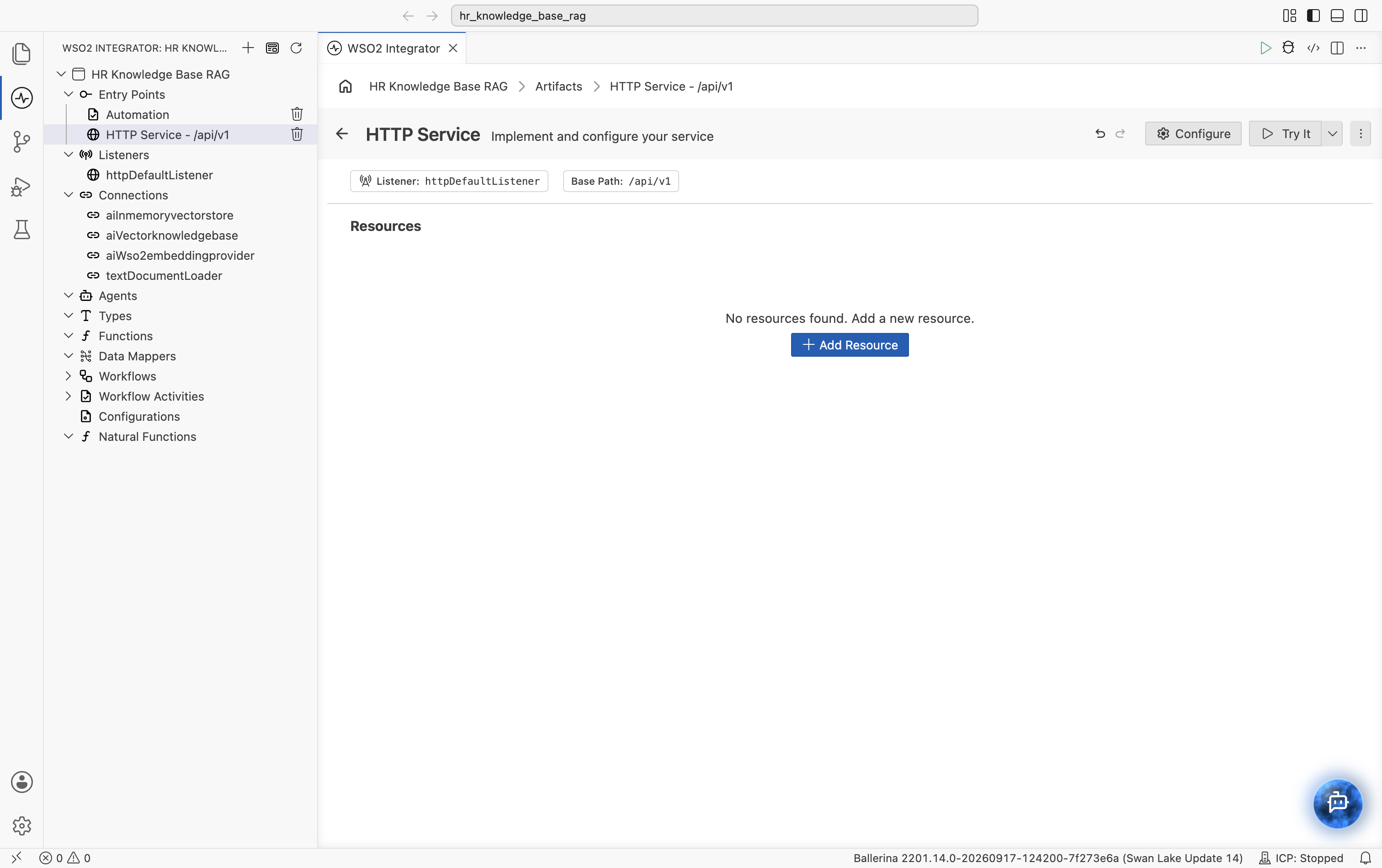 HTTP Service designer with no resources