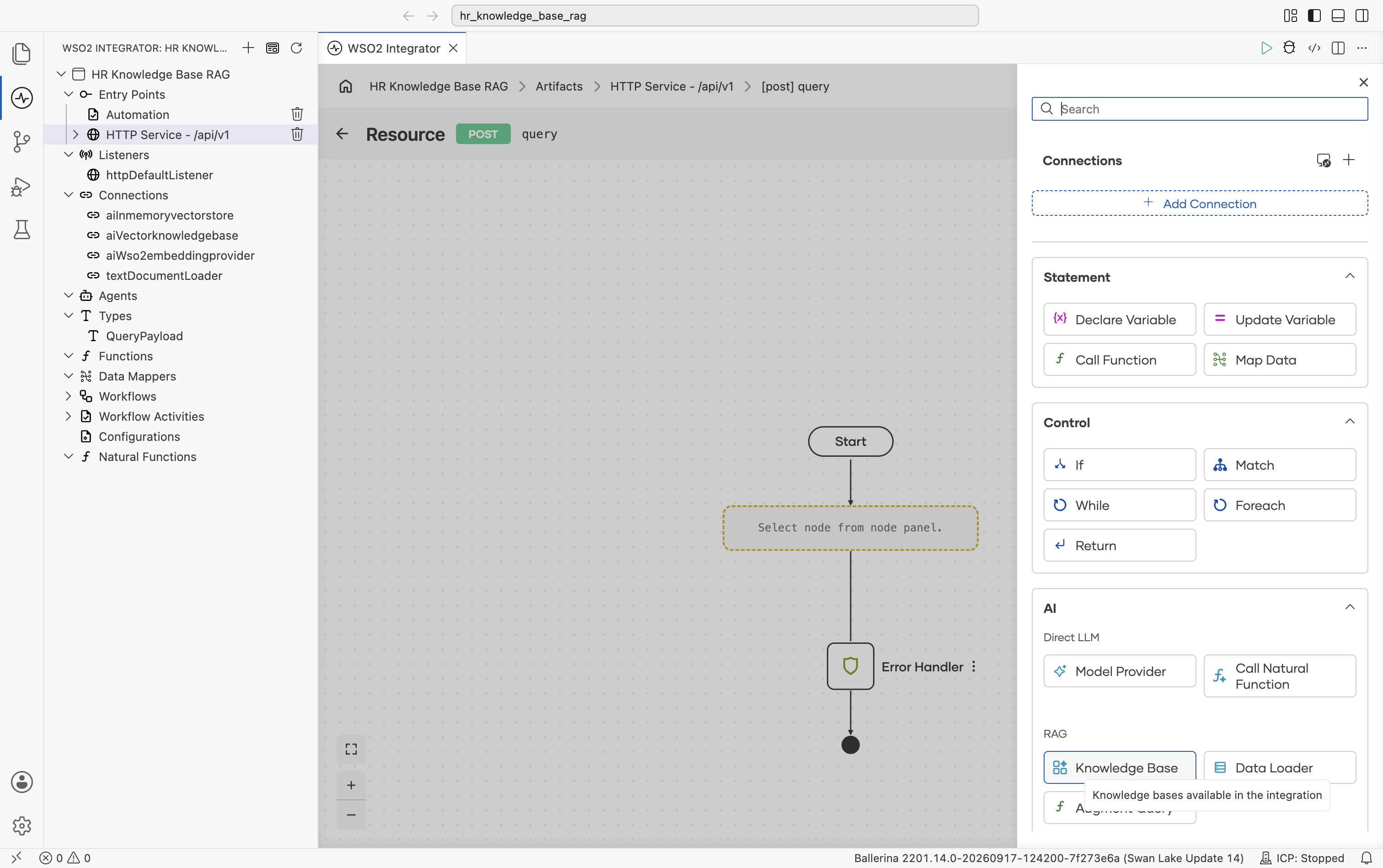Knowledge Base option in the AI > RAG section