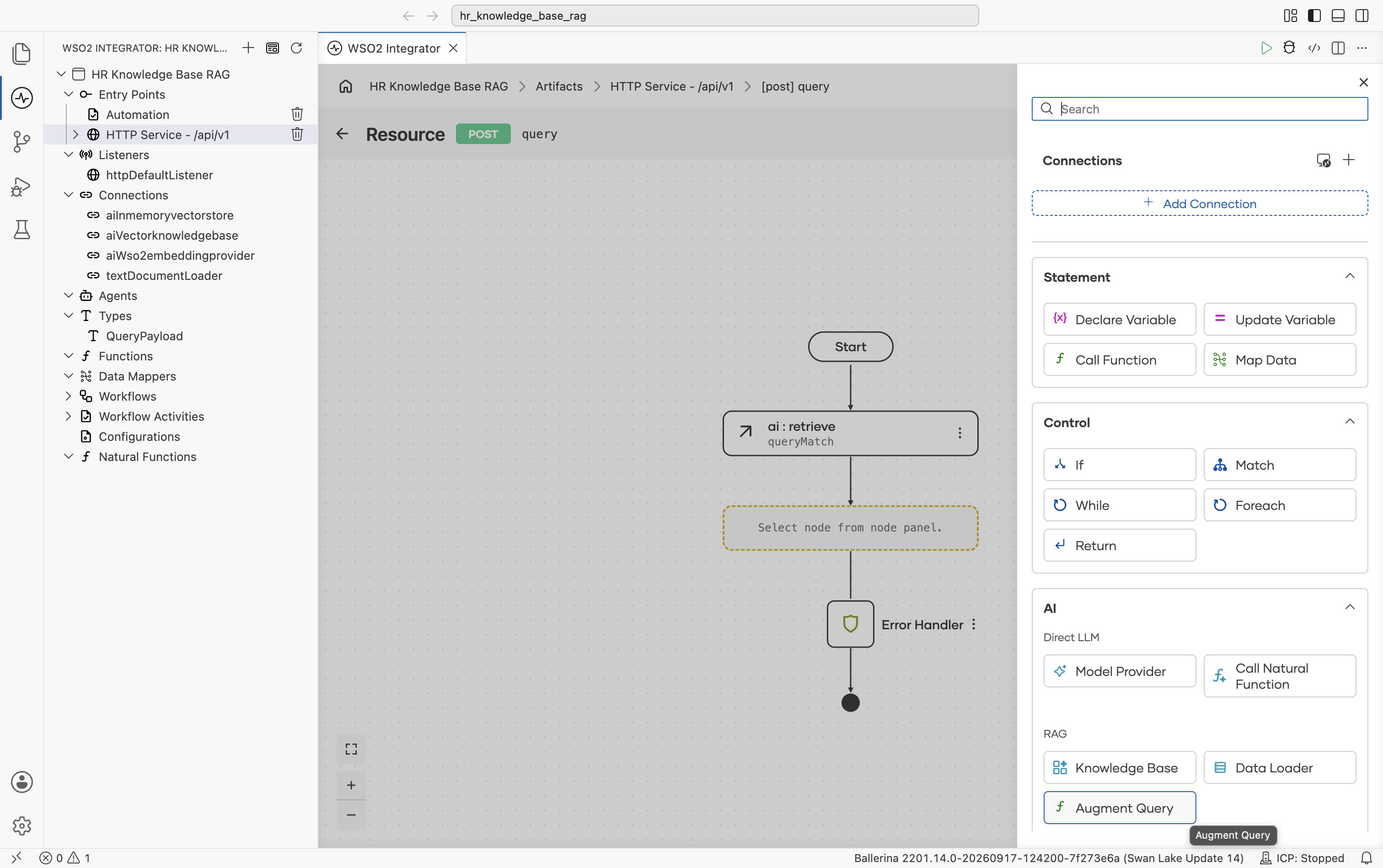Augment Query option in the AI > RAG section