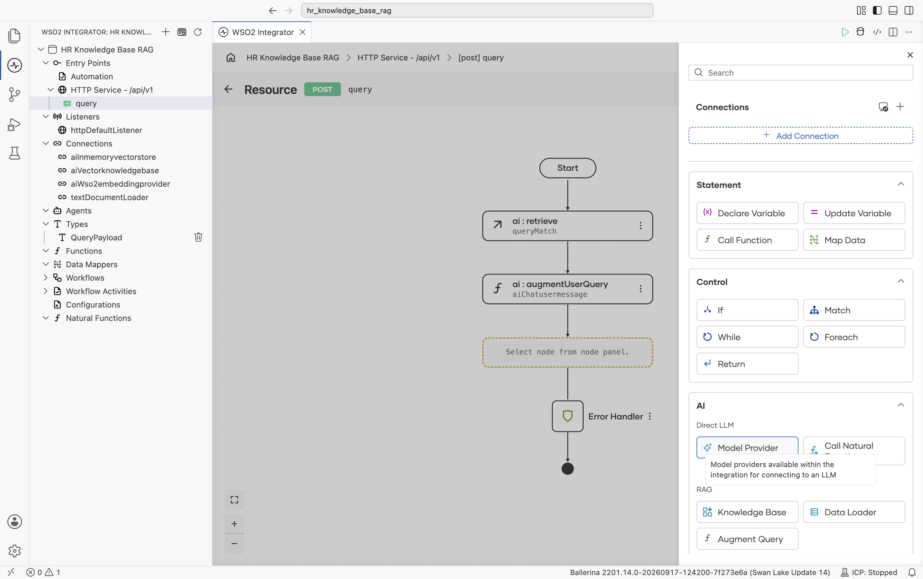 Model Provider option in the AI > Direct LLM section
