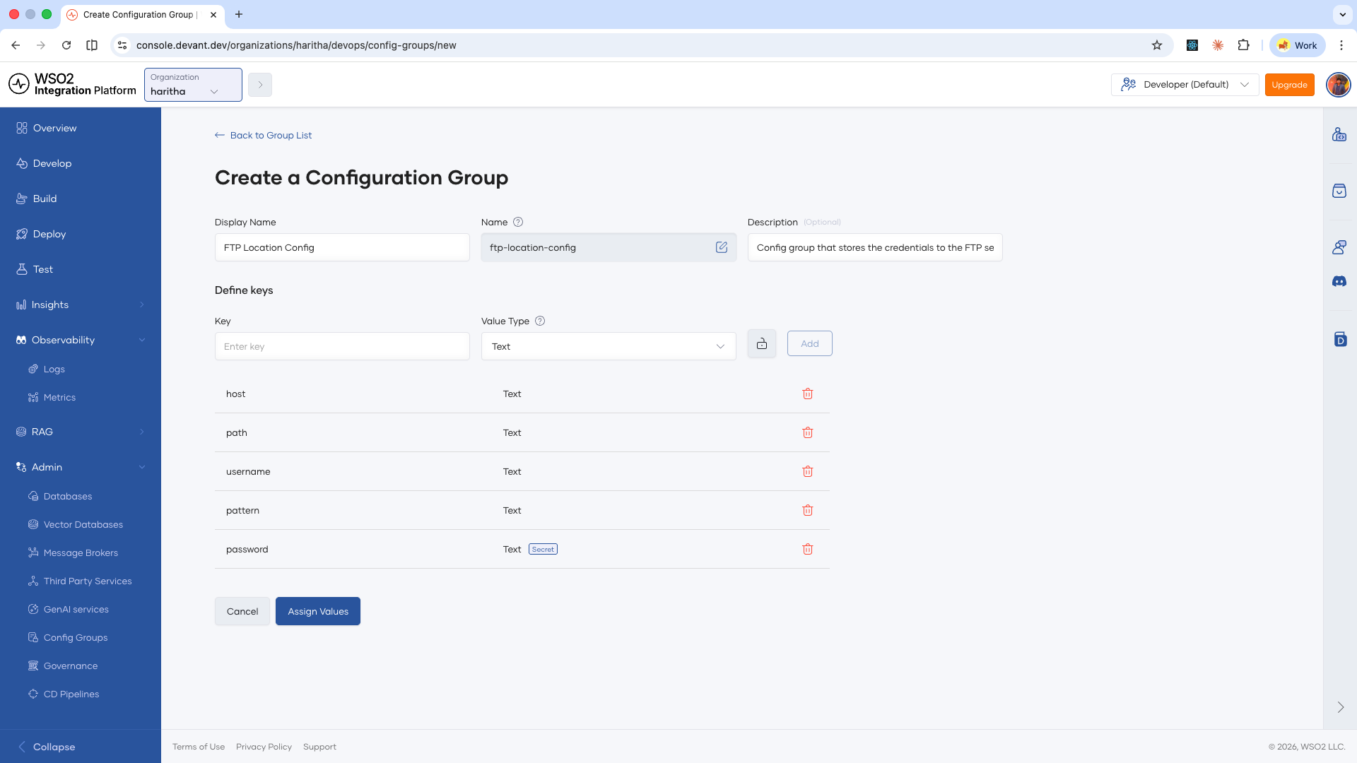 Config Group Creation