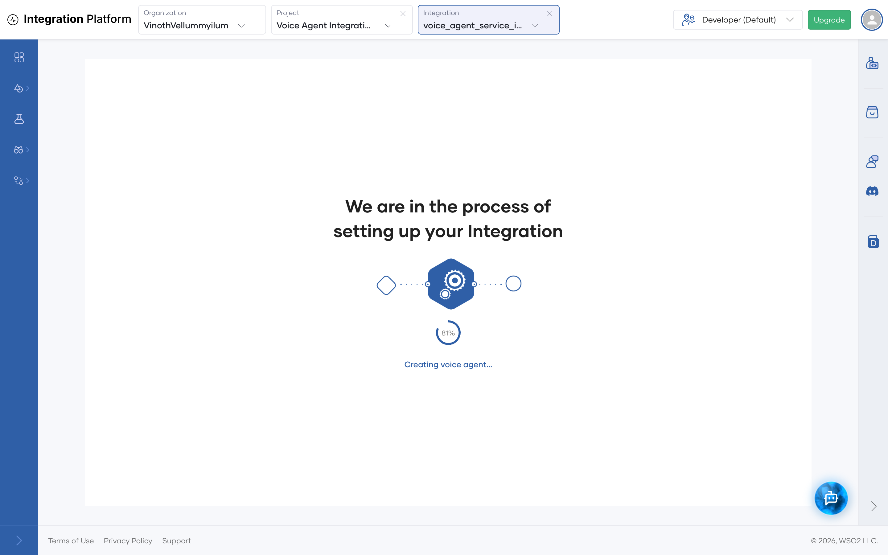 WSO2 Cloud creating the voice agent integration